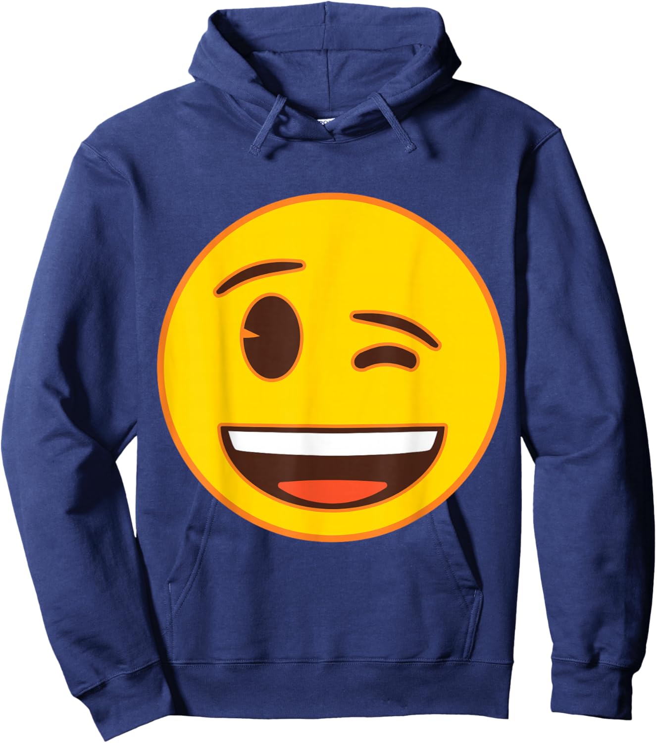 Official Emoji Wink Winking Yellow Smile Face Hoodie - Hoodie | Navy