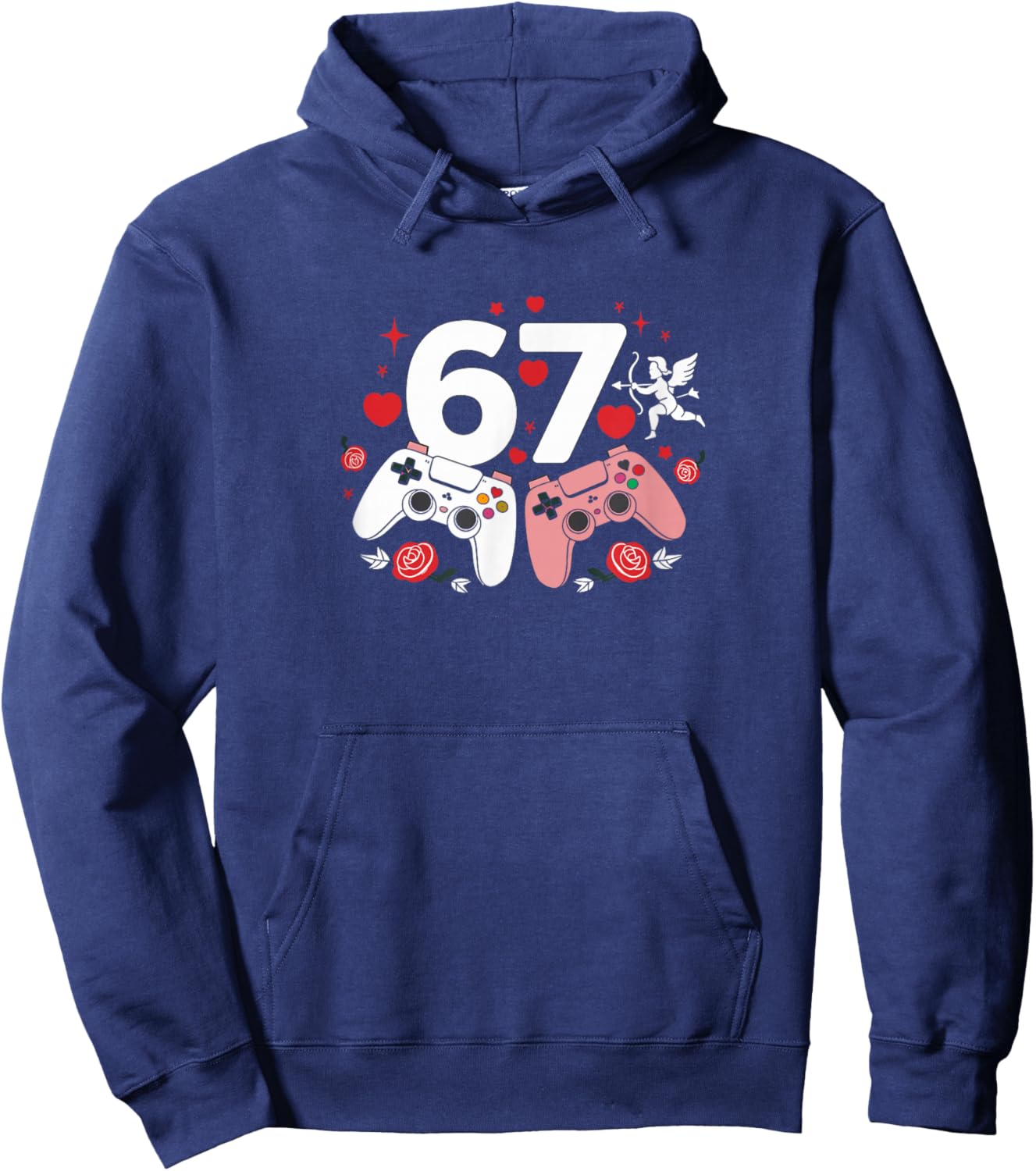 Valentines | Funny 6 Gamer 7 | Valentines Day Hoodie - Hoodie | Navy