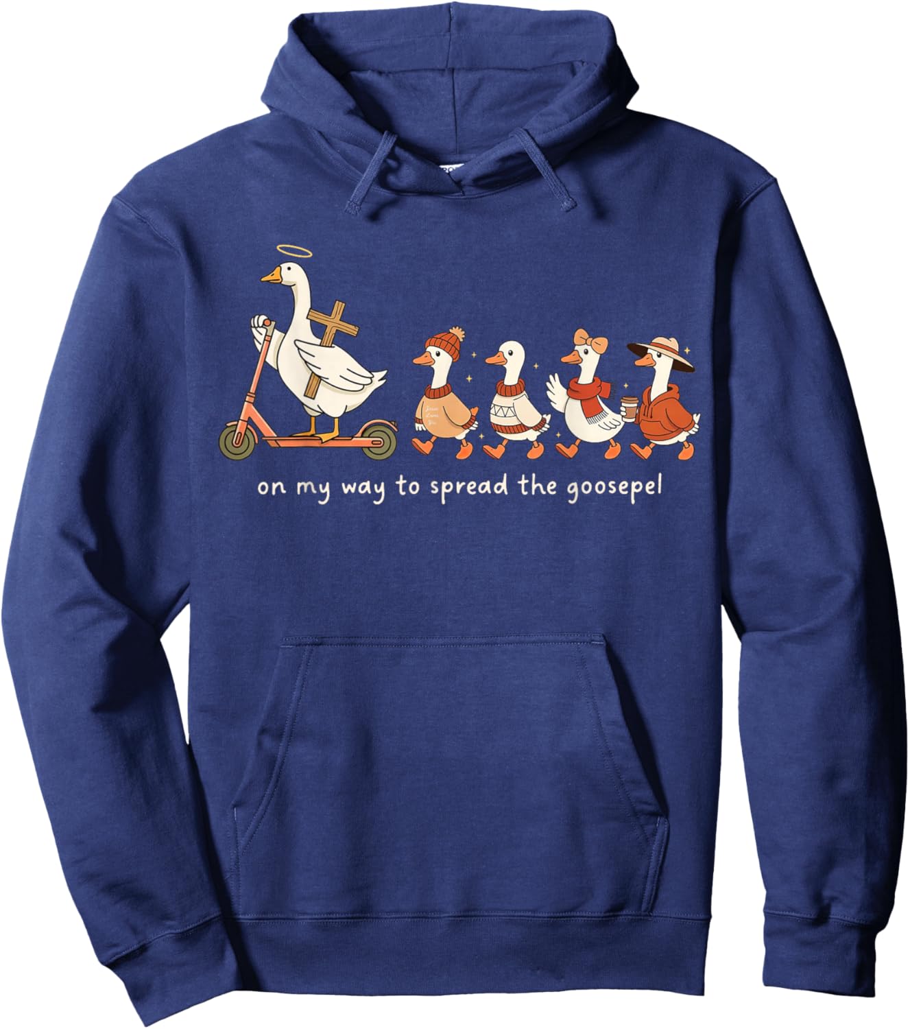 Funny Goose Fall Christian On My Way to Spread Goosepel Hoodie - Hoodie | Navy