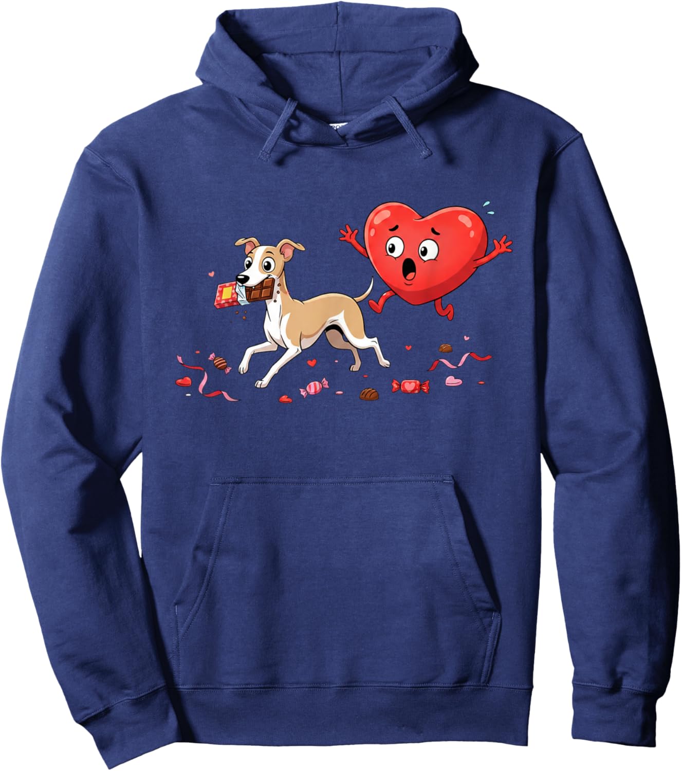 Funny Whippet Heart Chocolate Valentine Dog Kids Hoodie - Hoodie | Navy