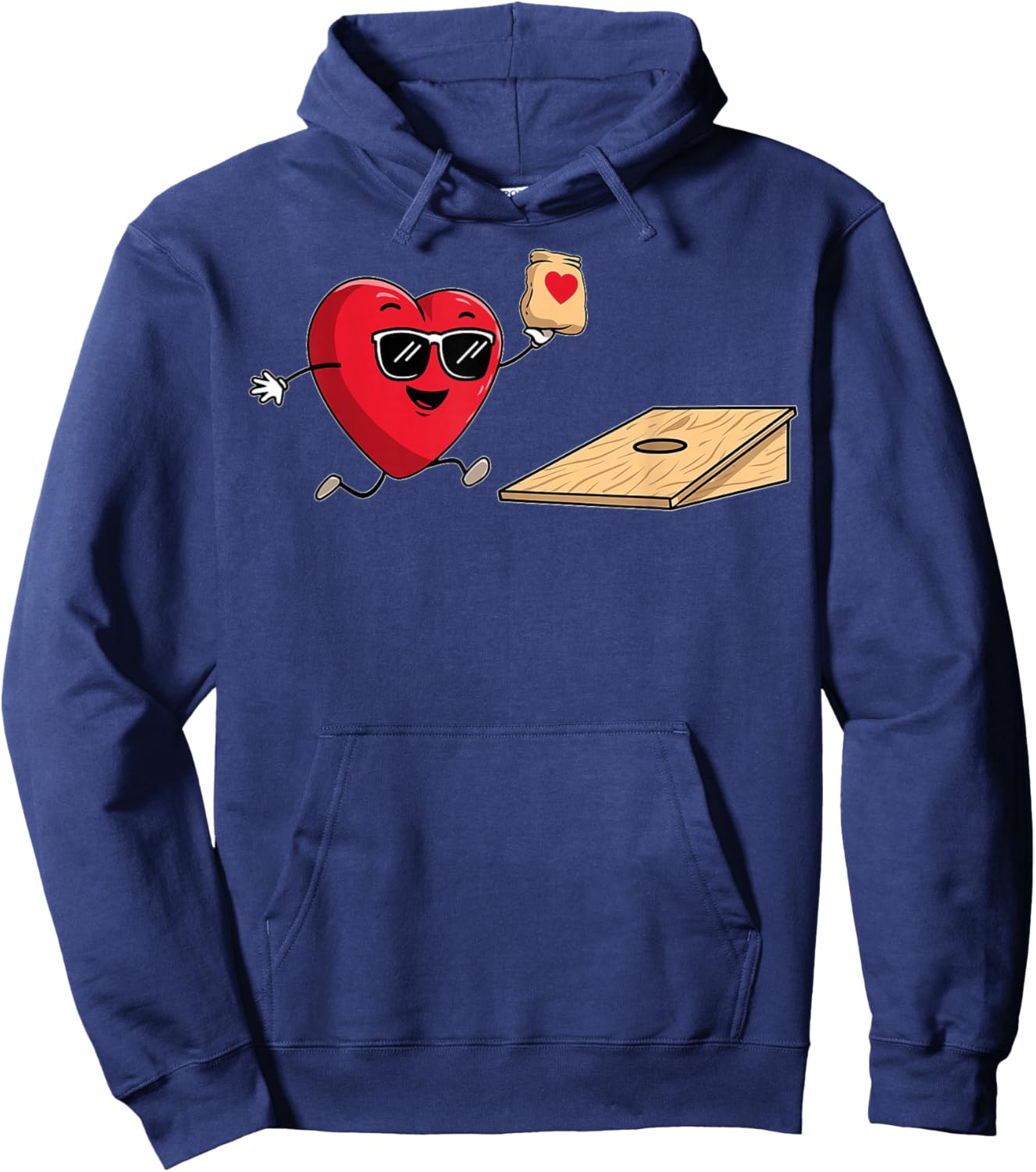 Cornhole Heart Team Player Valentine's Day Sunglasses Hoodie - Hoodie | Navy