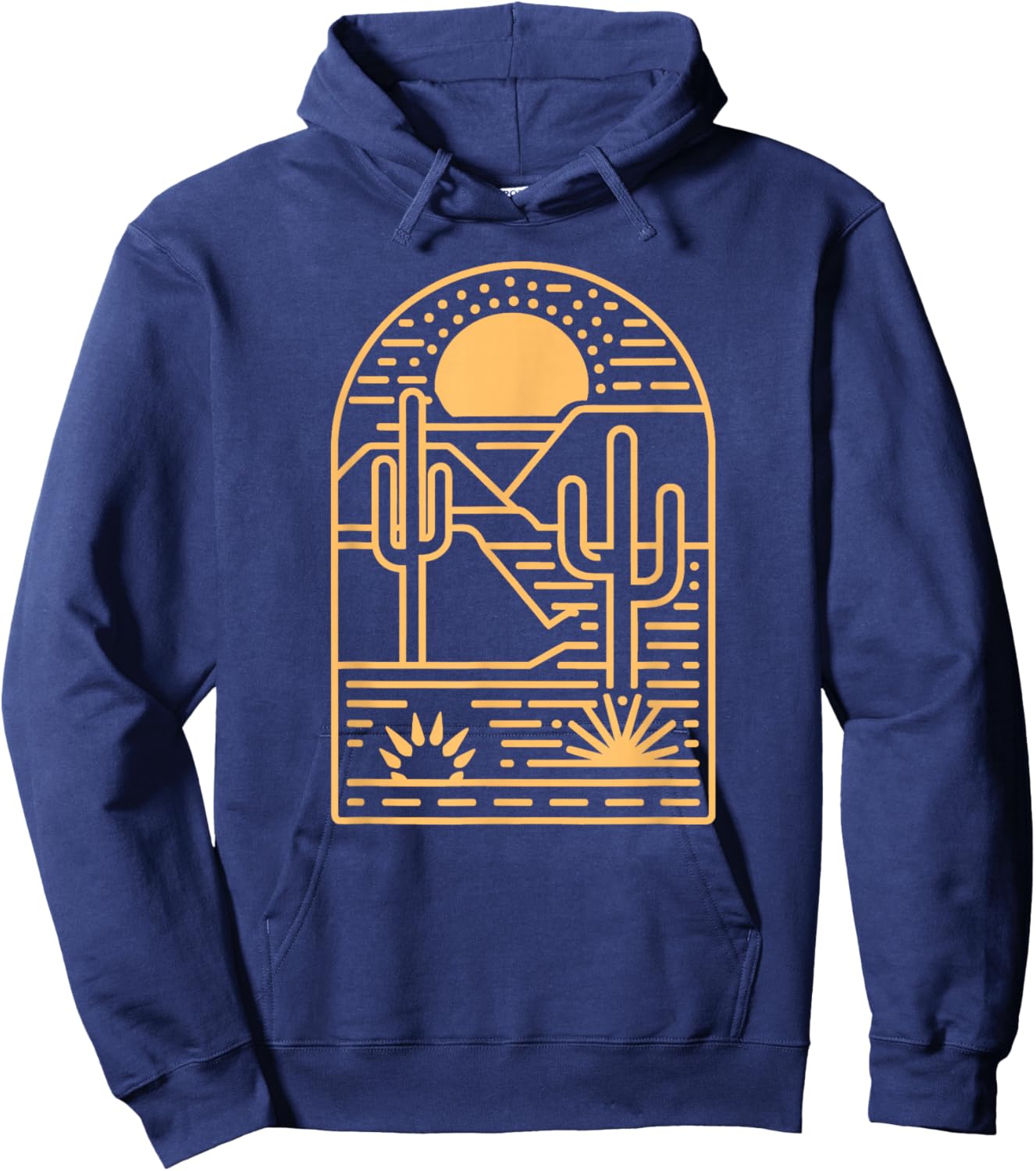 Desert Aesthetic Sunset Cacti Travel Wanderlust Hoodie - Hoodie | Navy