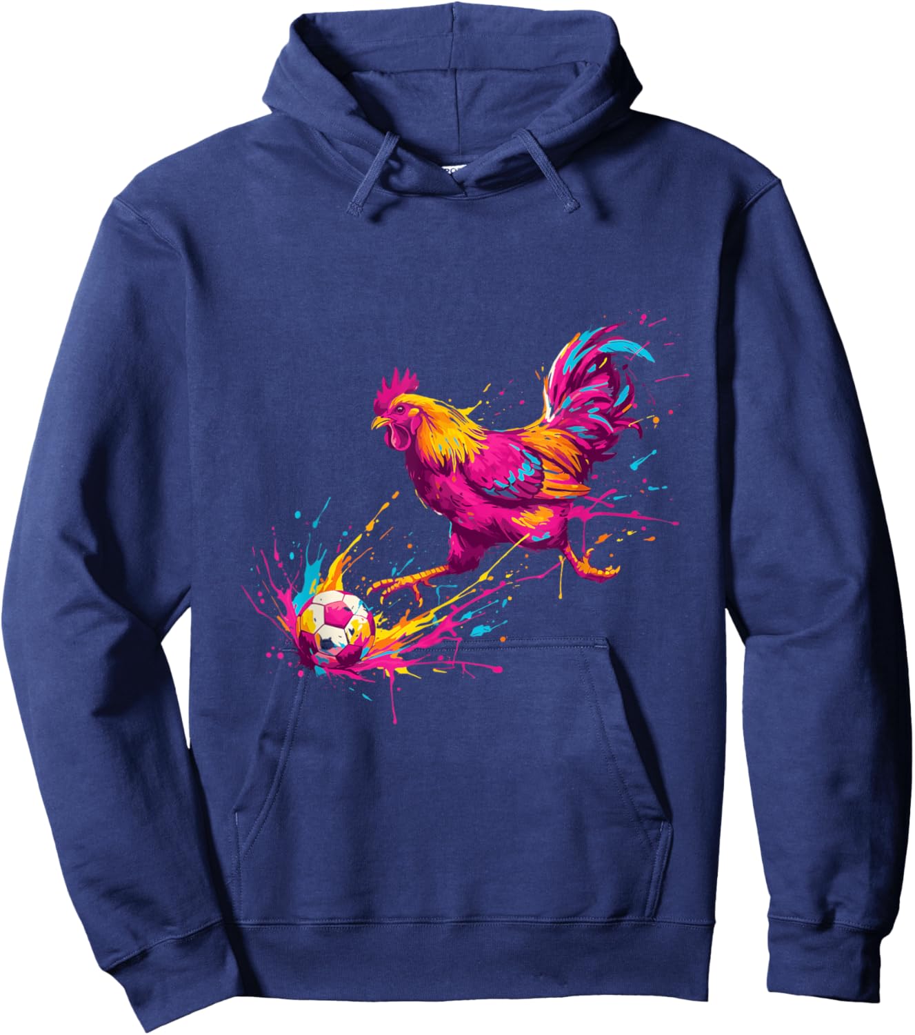 Soccer Player Chicken Art Paint Splatter Hoodie - Hoodie | Navy