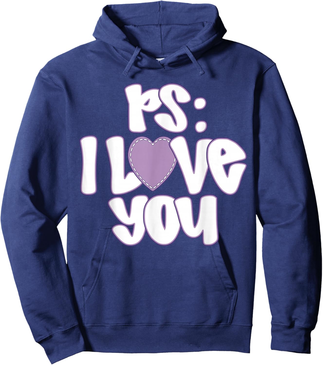 PS I Love You Day Valentine's Day Purple Heart Women Men Kid Hoodie - Hoodie | Navy