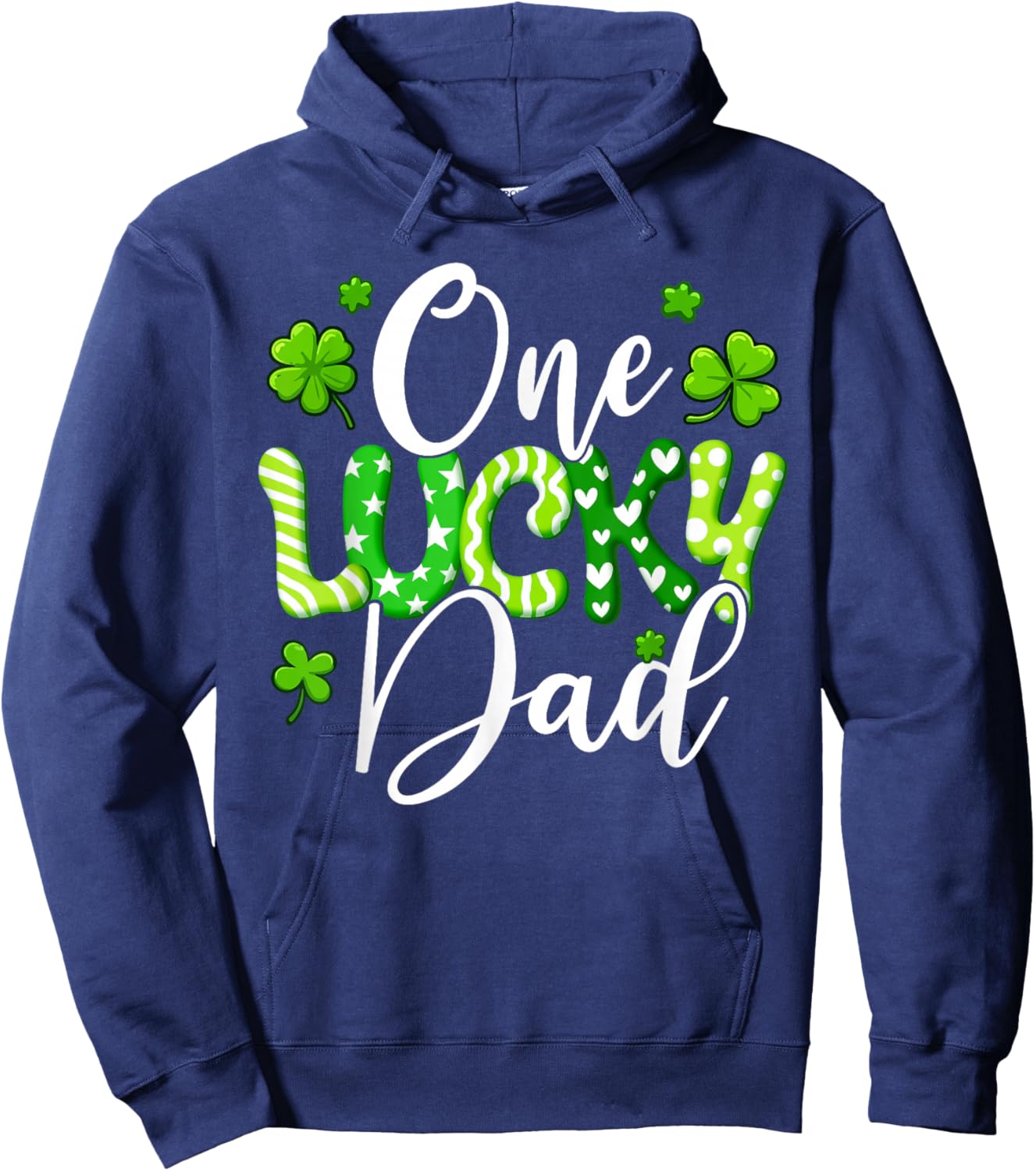 One Lucky Dad Shamrock Dad St Patrick's Day Hoodie - Hoodie | Navy