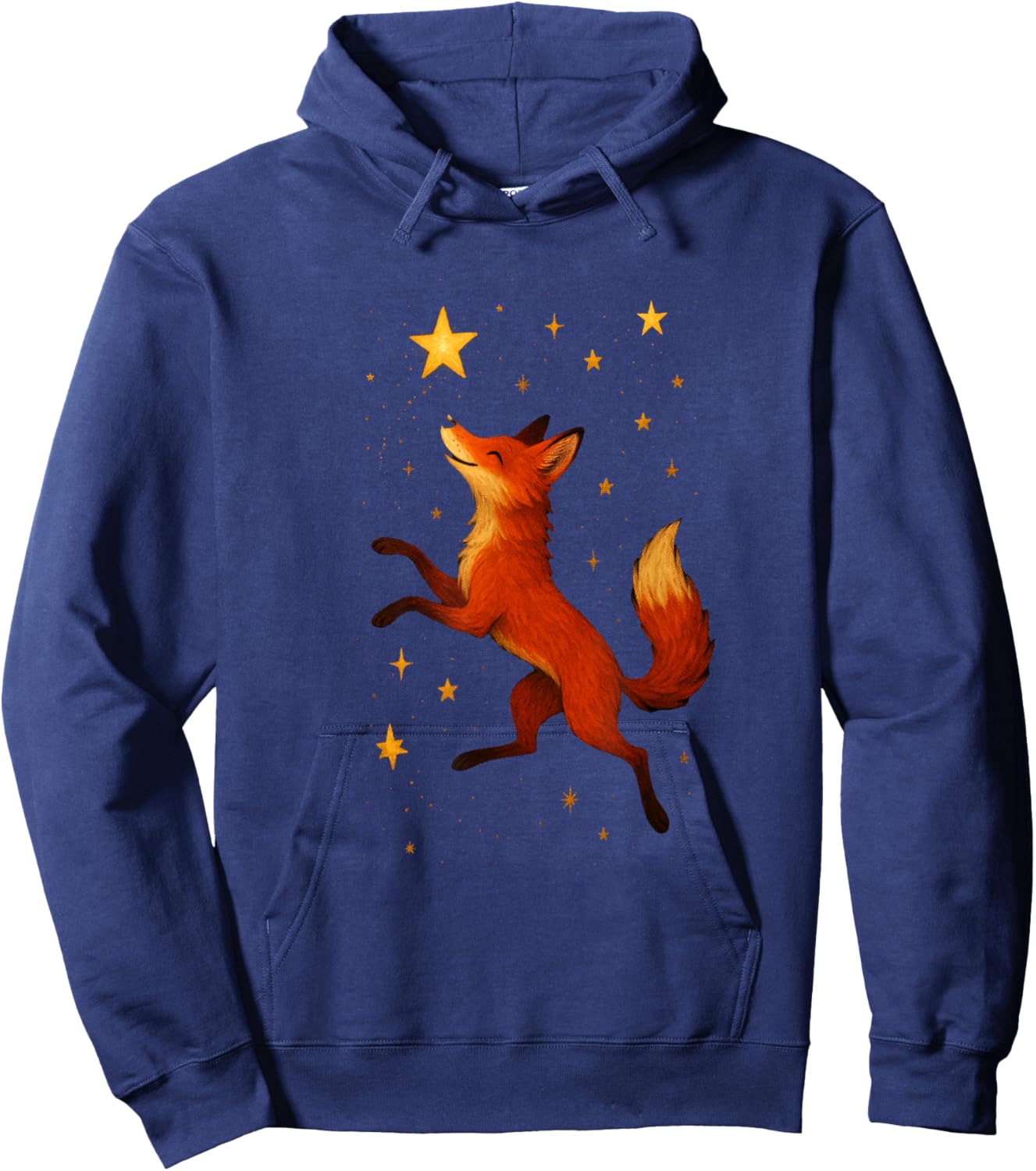 Dancing Fox Under Stars Playful Woodland Night Scene Art Hoodie - Hoodie | Navy