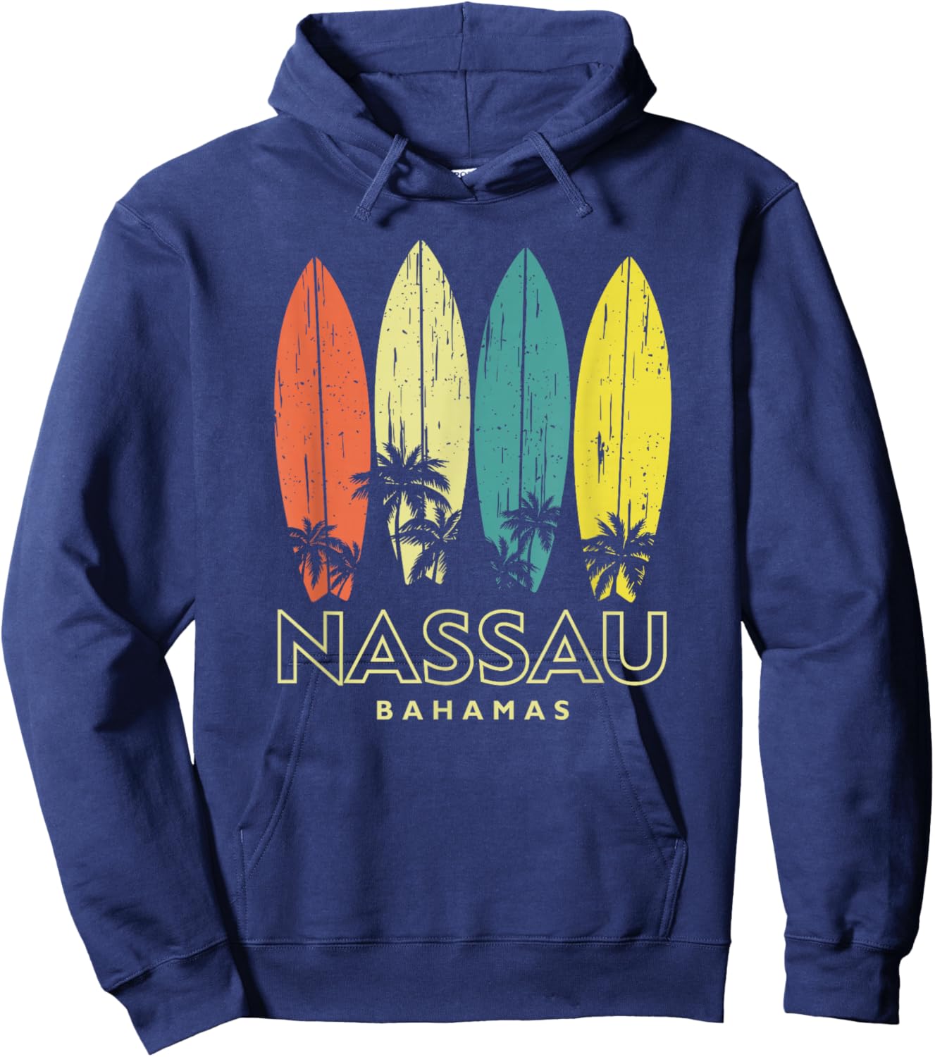 Nassau Bahamas Retro Surfboards Vintage Boys Girls Souvenir Hoodie - Hoodie | Navy