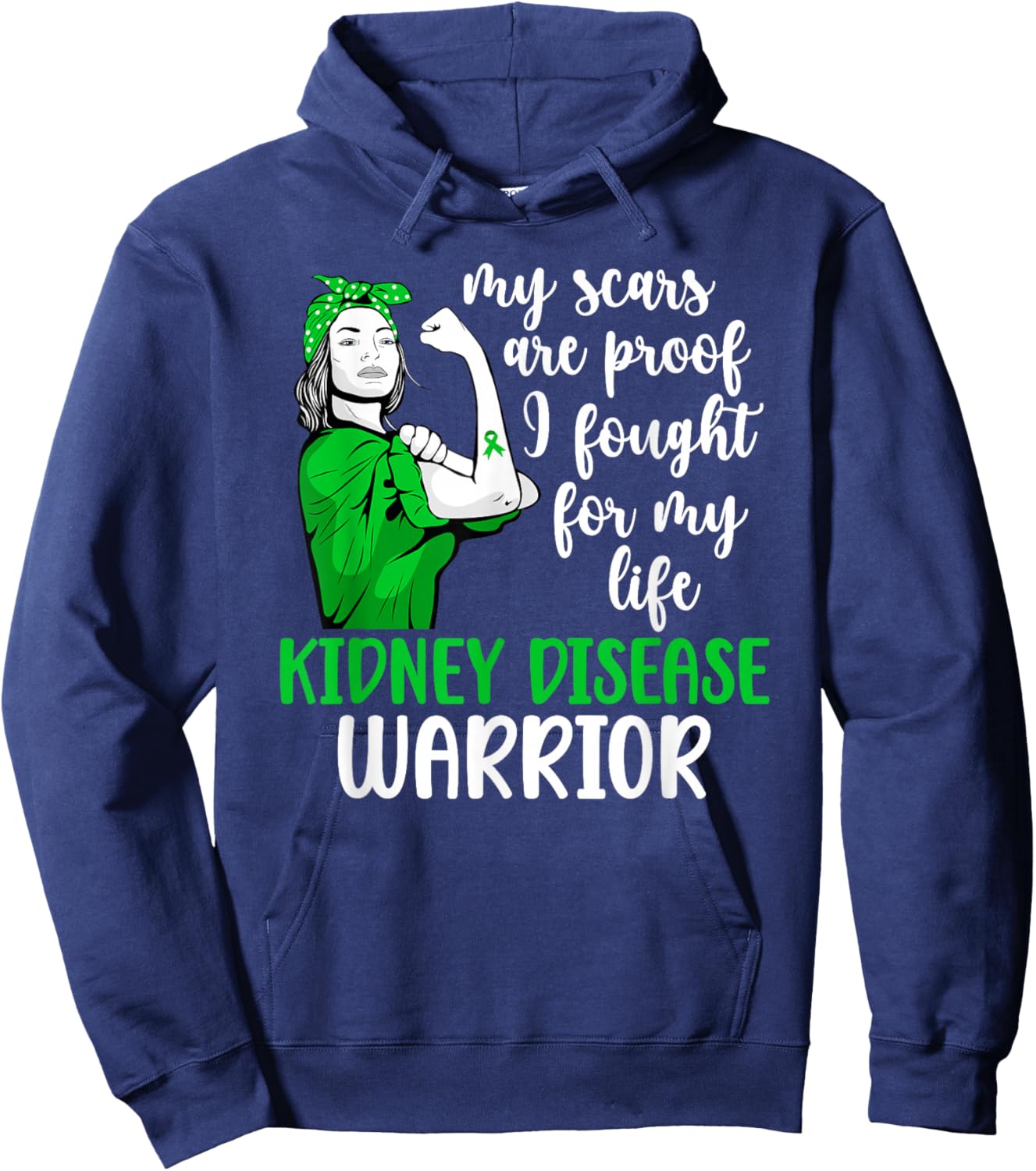 Proud Kidney Disease Warrior Kidney Disease Awareness Month Hoodie - Hoodie | Navy