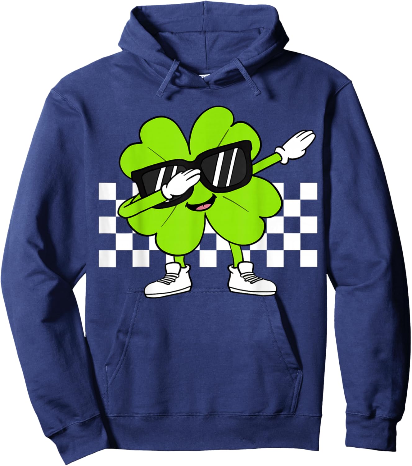 Boys St Patricks Day Toddler Lucky Dabbing Shamrock Clover Hoodie - Hoodie | Navy