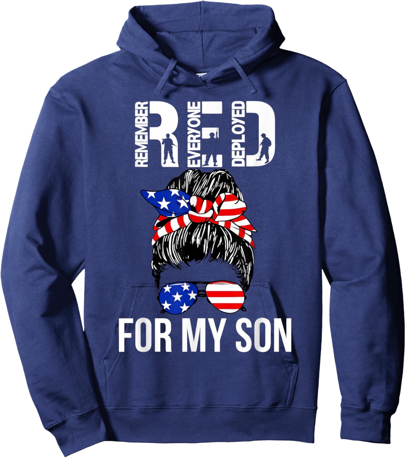 Military American Flag RED Remember Everyone Deployed Hoodie - Hoodie | Navy