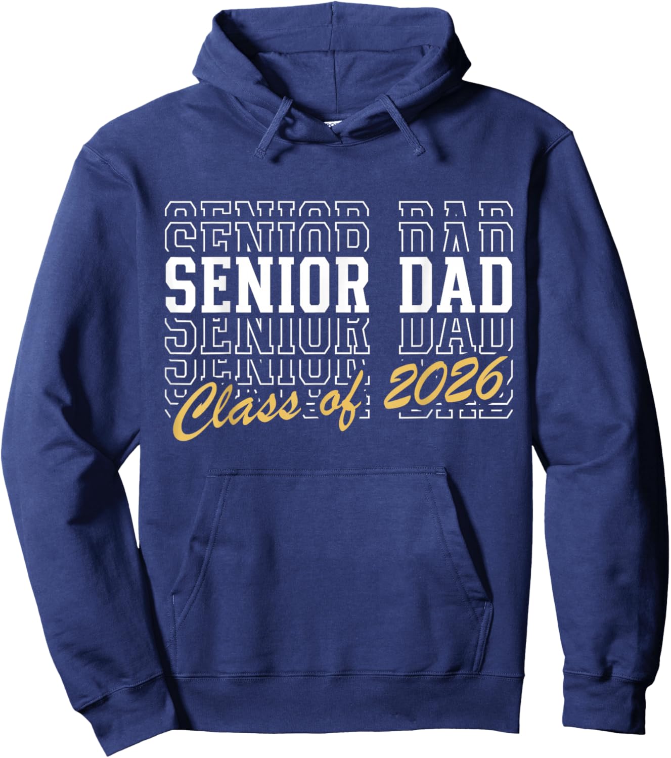 Senior Dad Class of 2026 Striped Graduate Father Graduation Hoodie - Hoodie | Navy