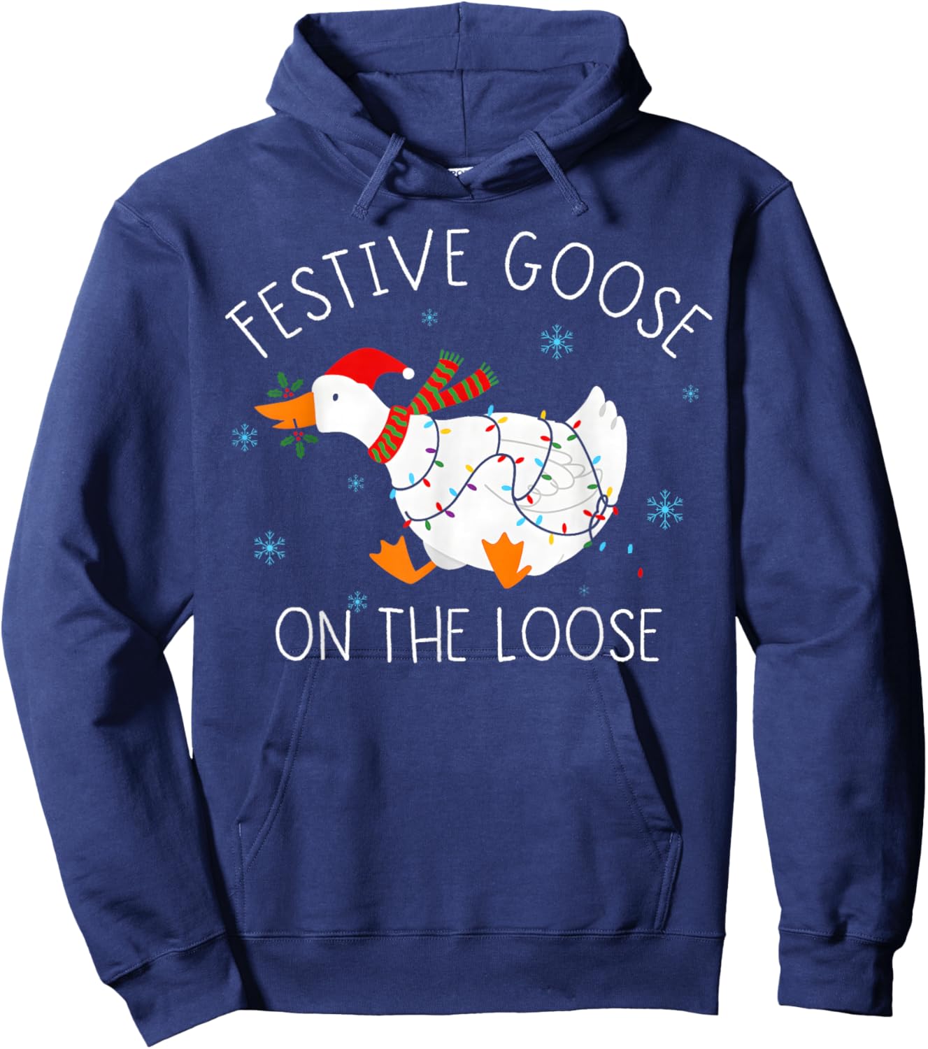 Vintage Funny Festive Goose on The Loose Christmas Xmas Hoodie - Hoodie | Navy