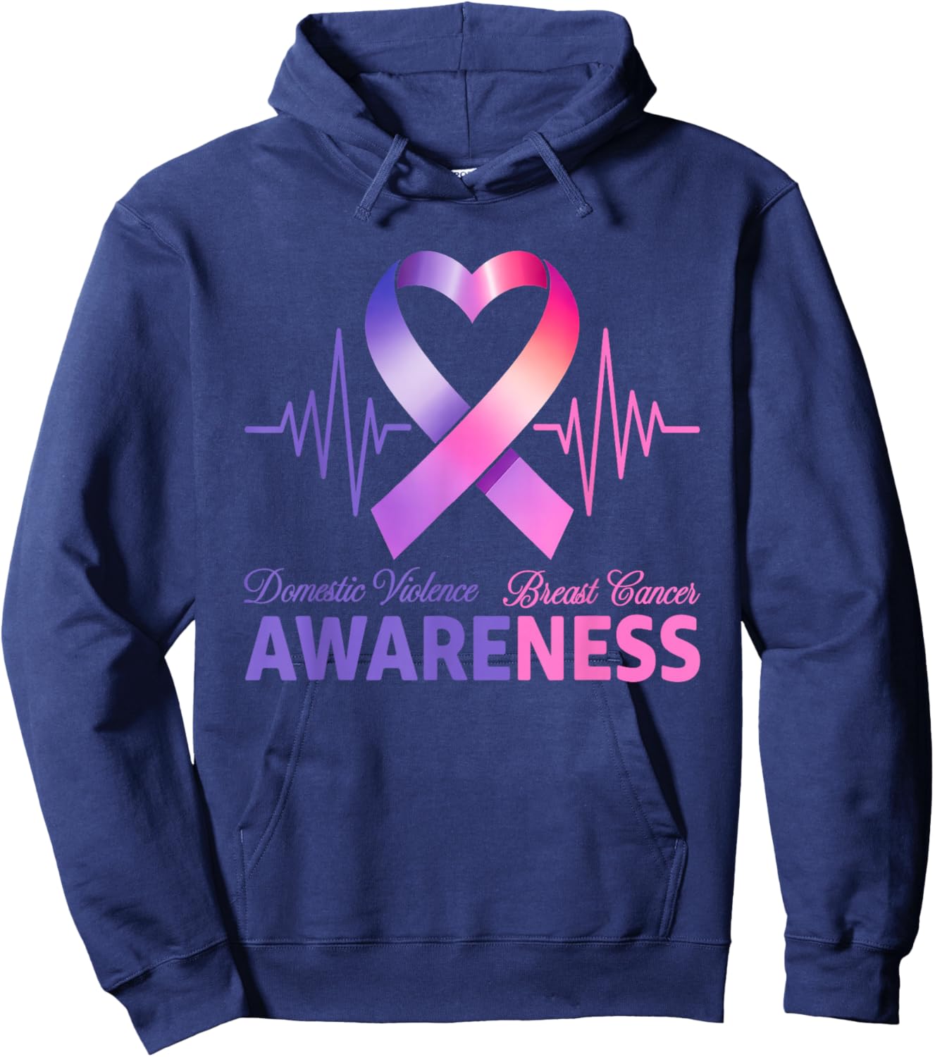 Domestic Violence & Breast Cancer Awareness Month Support Hoodie - Hoodie | Navy