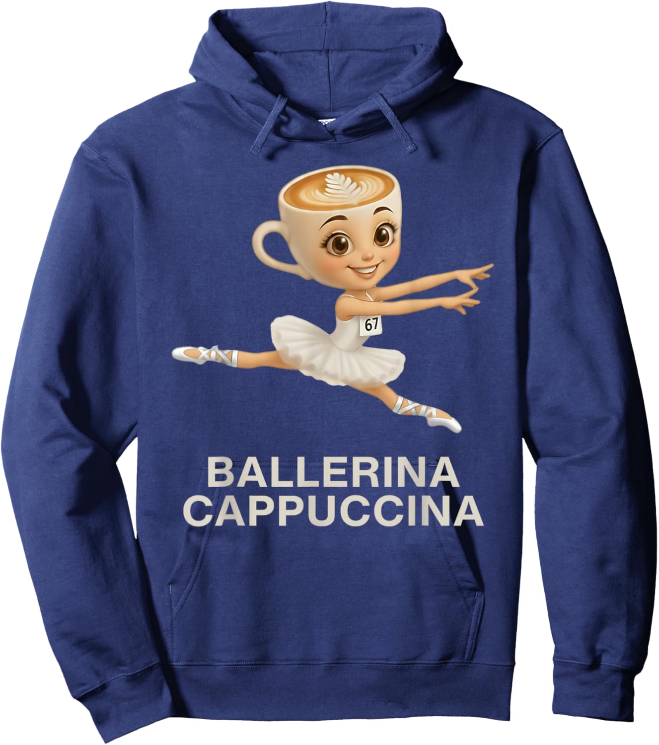 Funny Kids 67 Meme Ballerina Cappuccina Italian Brainrot Hoodie - Hoodie | Navy