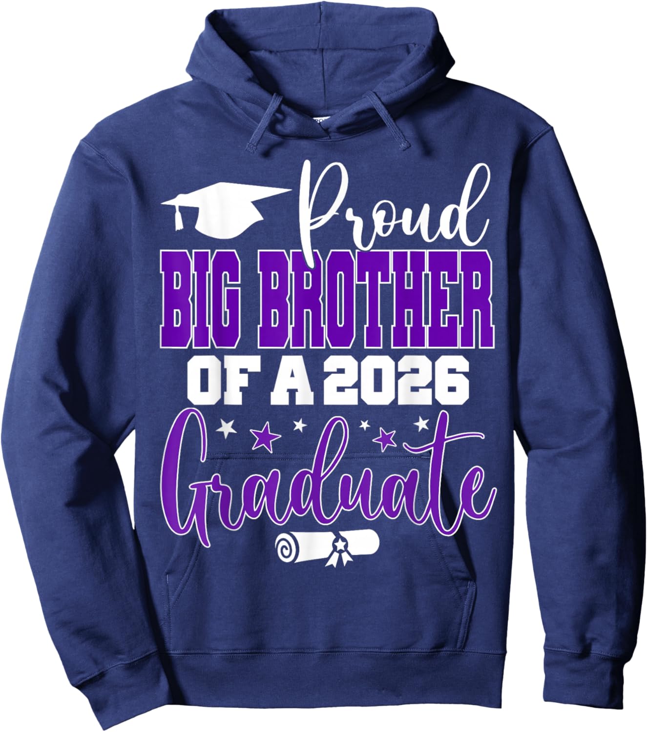 Senior 2026 Proud Big-Brother of A Class of 2026 Graduate Hoodie - Hoodie | Navy