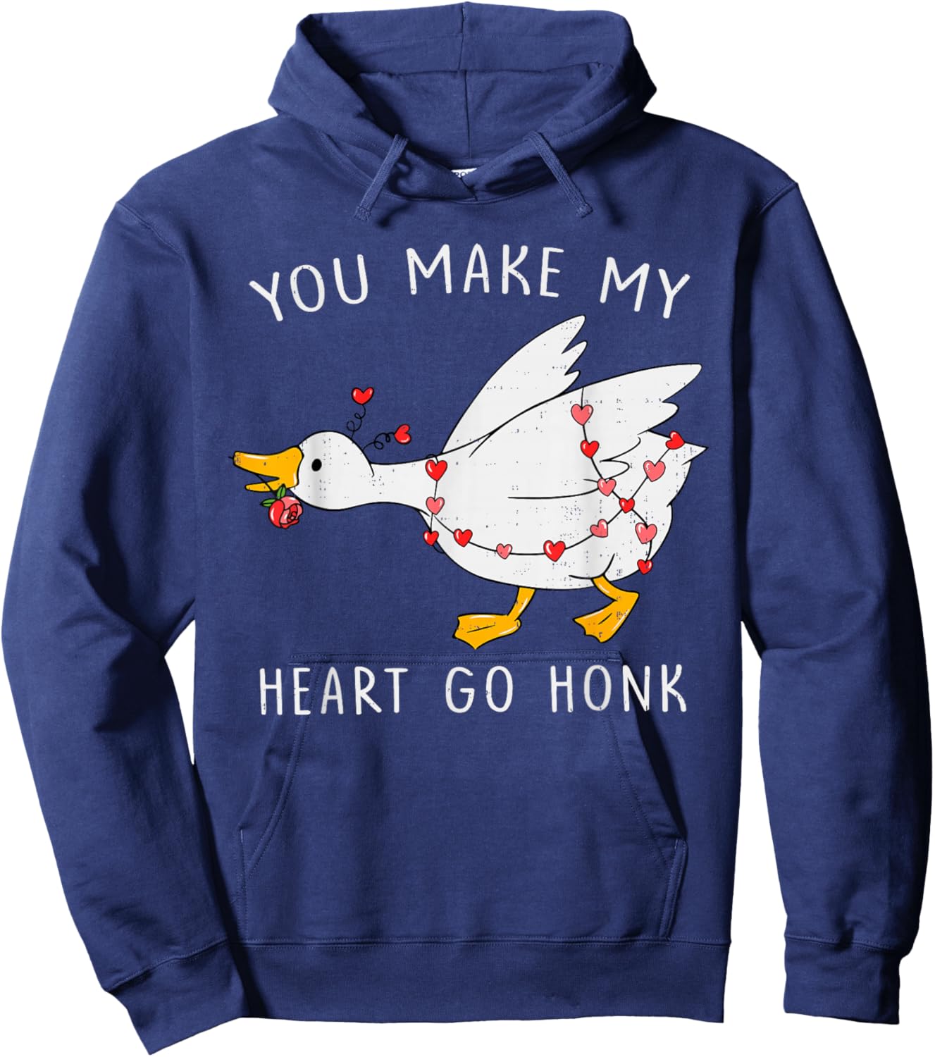 Go Honk Goose Heart Funny Valentines Day Couple Men Women Hoodie - Hoodie | Navy