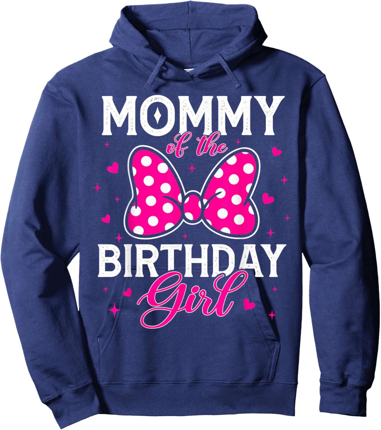 Mommy of The Birthday Girl Cute Pink Bow Family Matching Hoodie - Hoodie | Navy