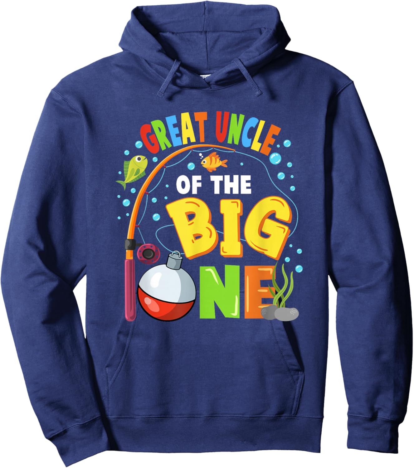 Great Uncle of The Big One Fishing Birthday Boy Family Party Hoodie - Hoodie | Navy