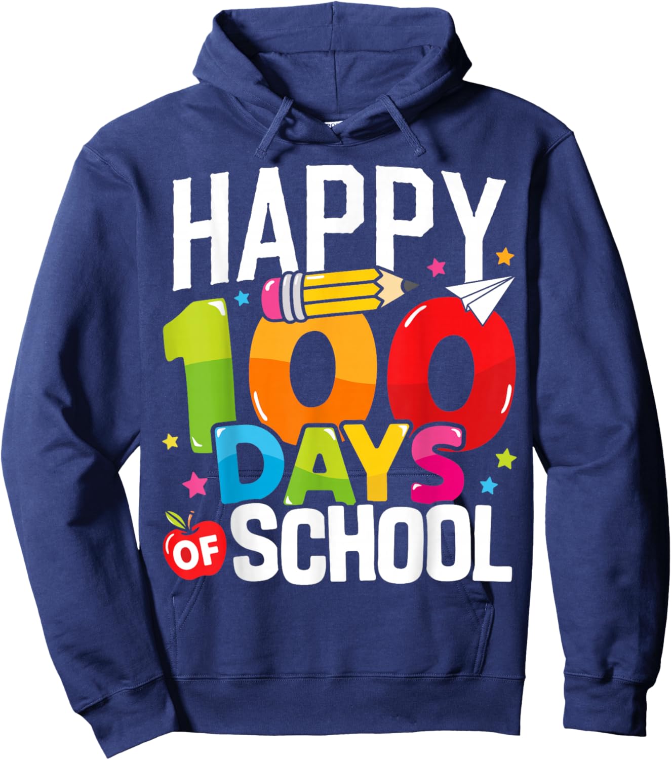 Happy 100 Days of School Teacher 100th Day of School Kids Hoodie - Hoodie | Navy