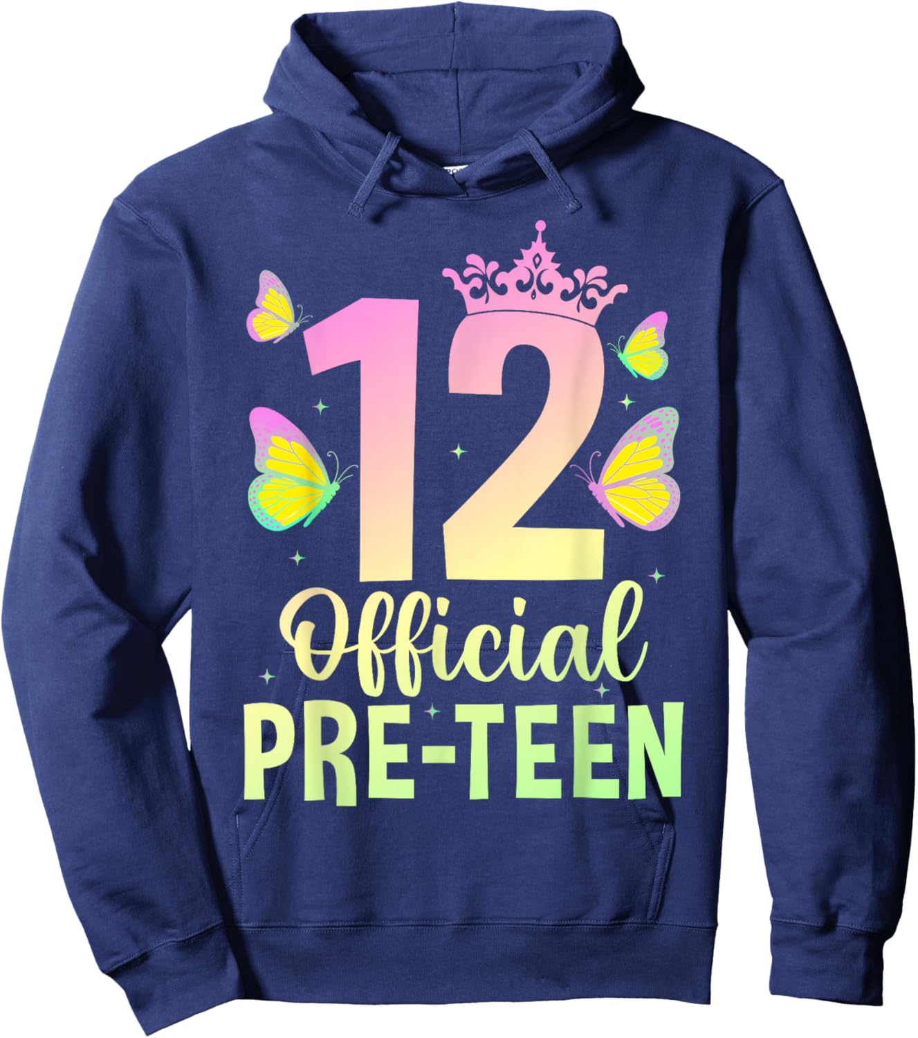 12 Official Pre-Teen Birthday Girl Crown 12th Birthday Party Hoodie - Hoodie | Navy