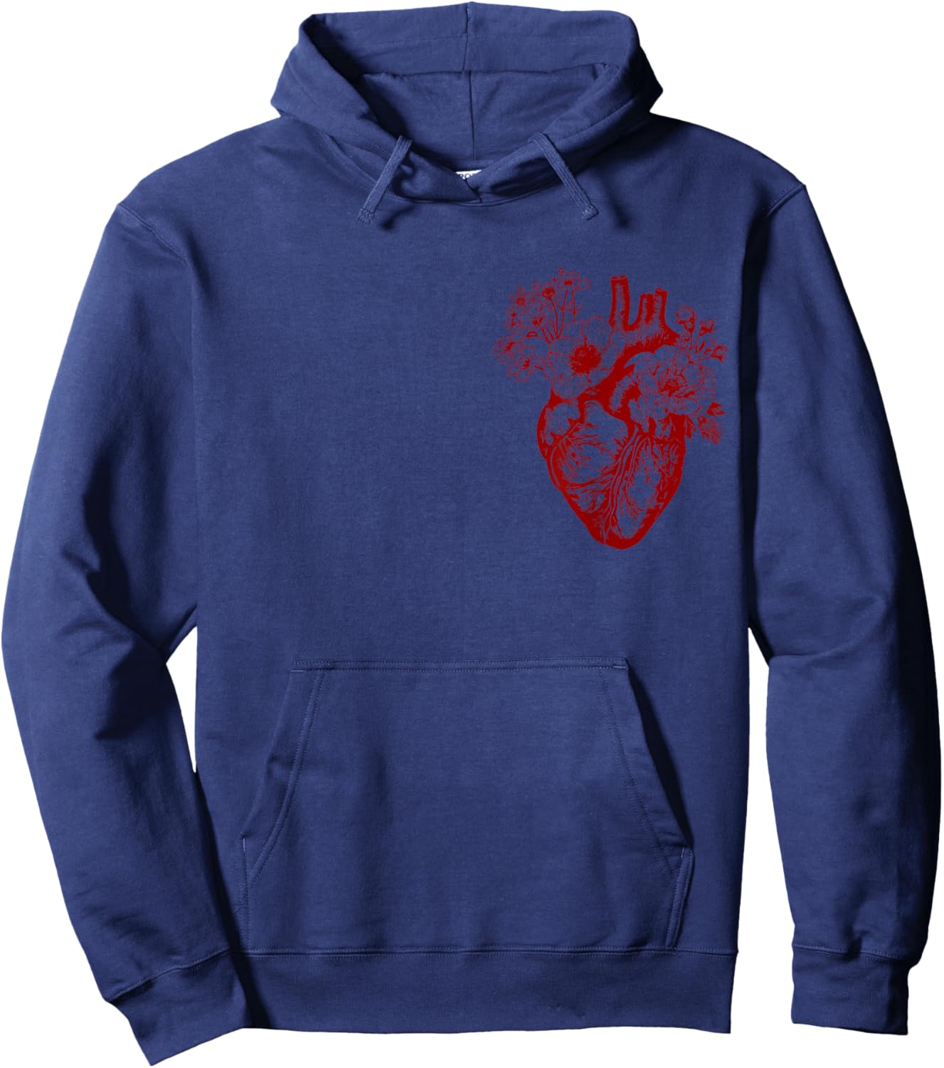 Anatomical Floral Heart Cardiac Nurse Valentine's Day Nurse Hoodie - Hoodie | Navy
