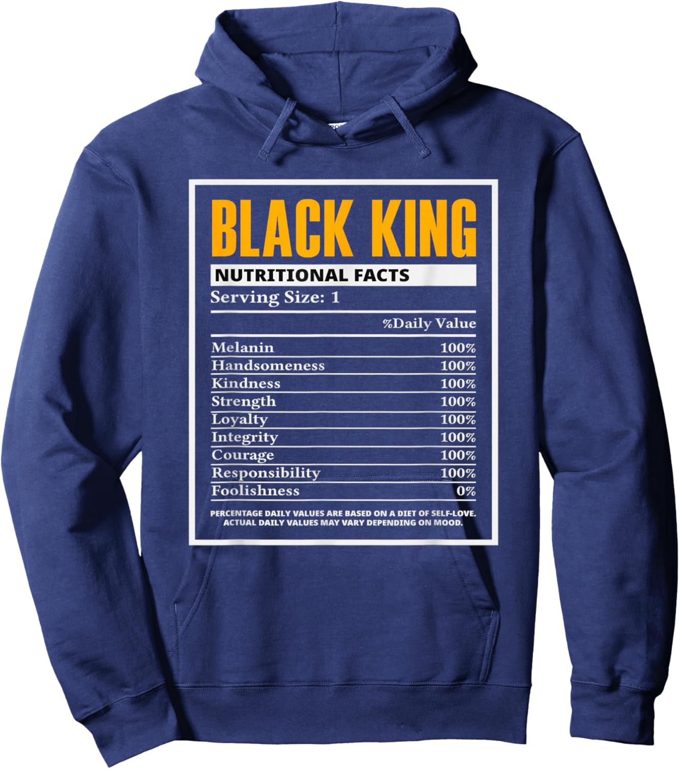 Black History Month Black King Nutritional Facts Hoodie - Hoodie | Navy