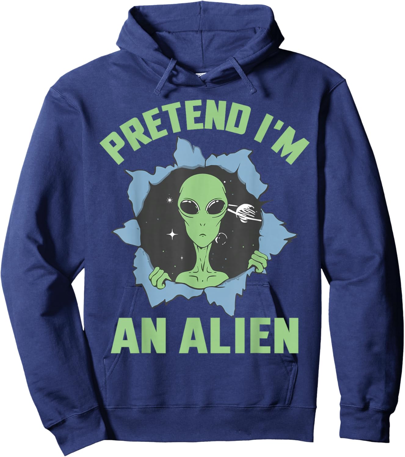 Pretend I'm an Alien Funny Lazy Alien Halloween Costume Hoodie - Hoodie | Navy