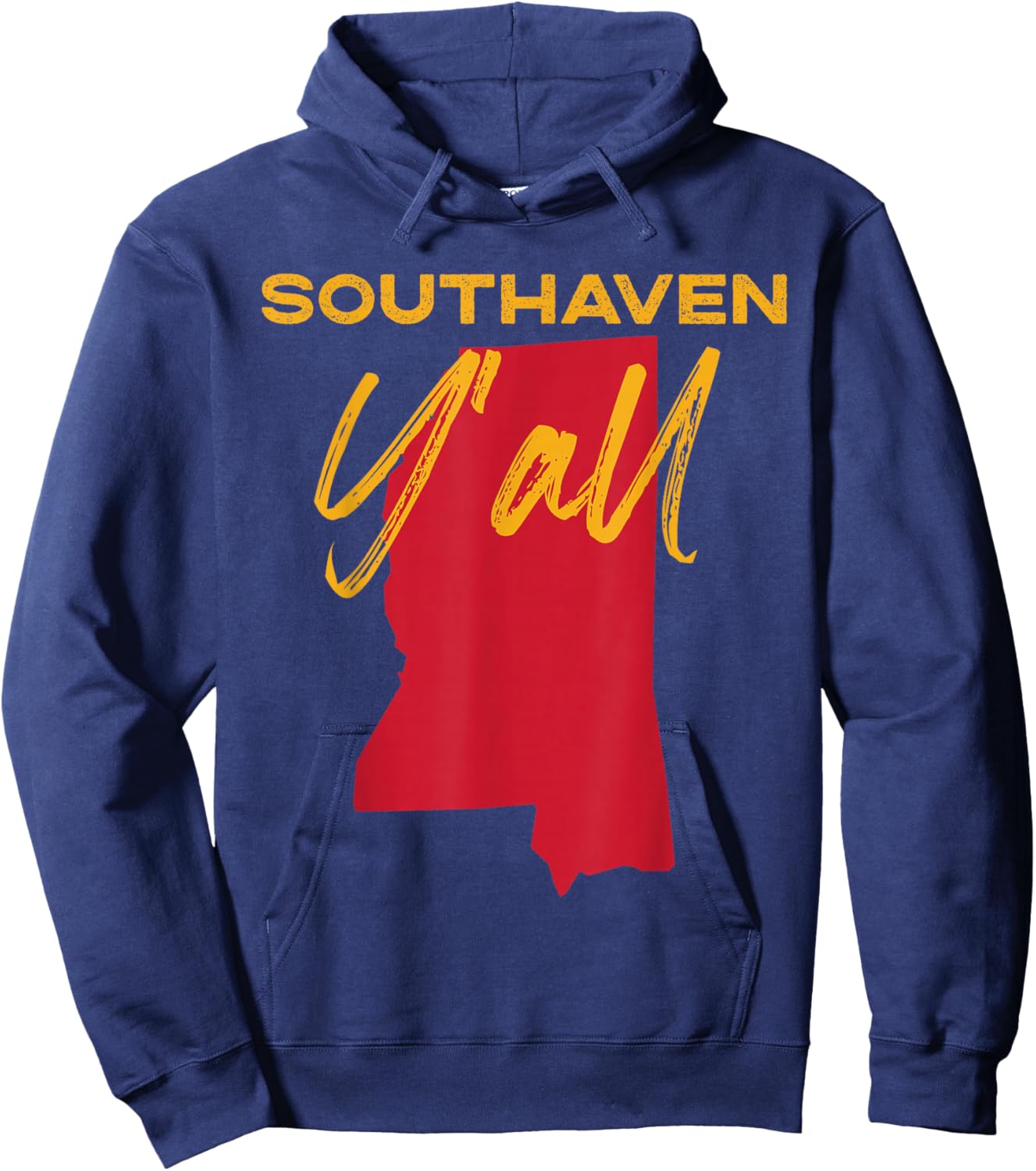Southaven Mississippi Y'all MS Pride State Map Cute Hoodie - Hoodie | Navy
