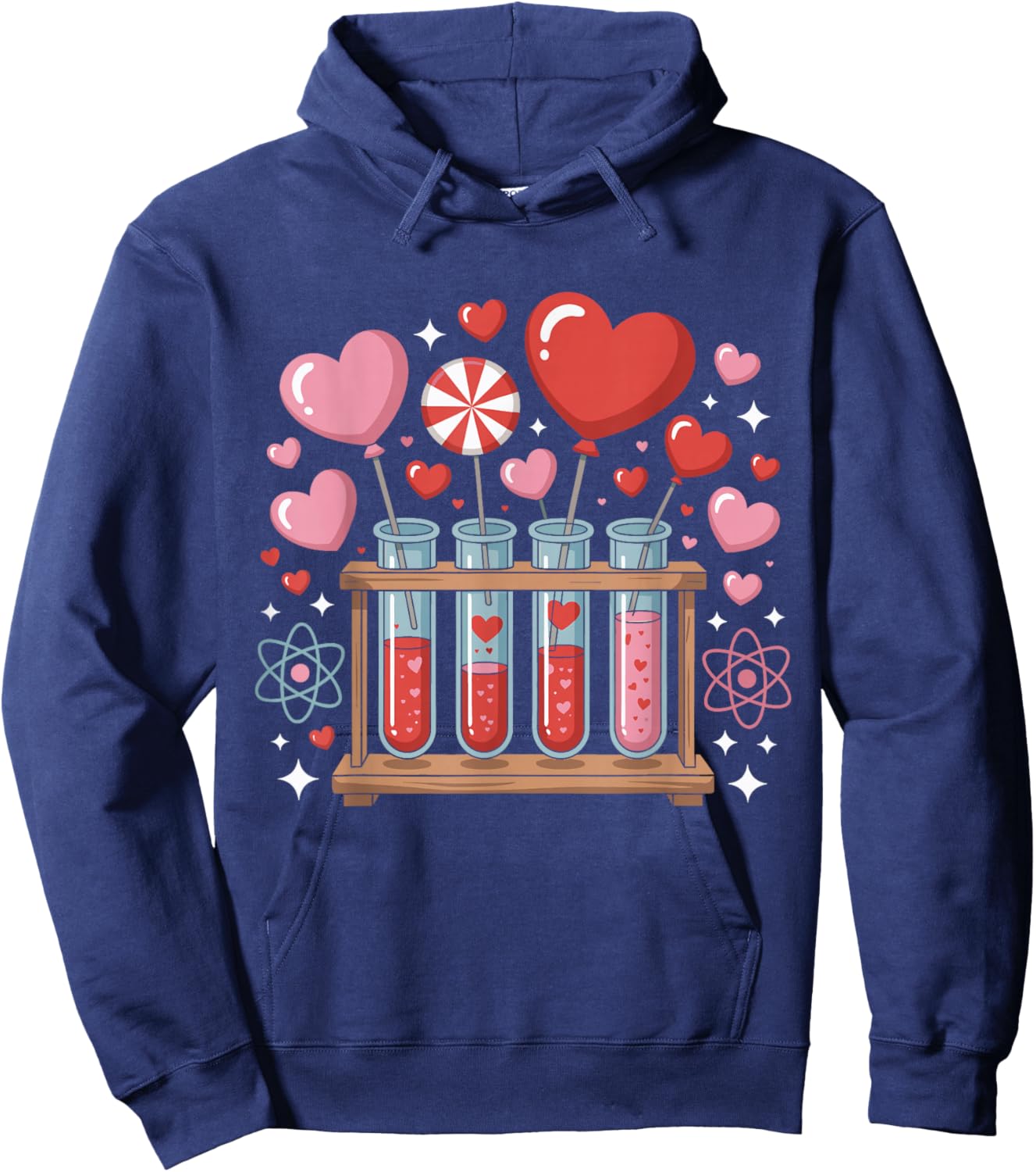 Chemistry Valentine's Day Science Lab Beaker Test Tube Heart Hoodie - Hoodie | Navy