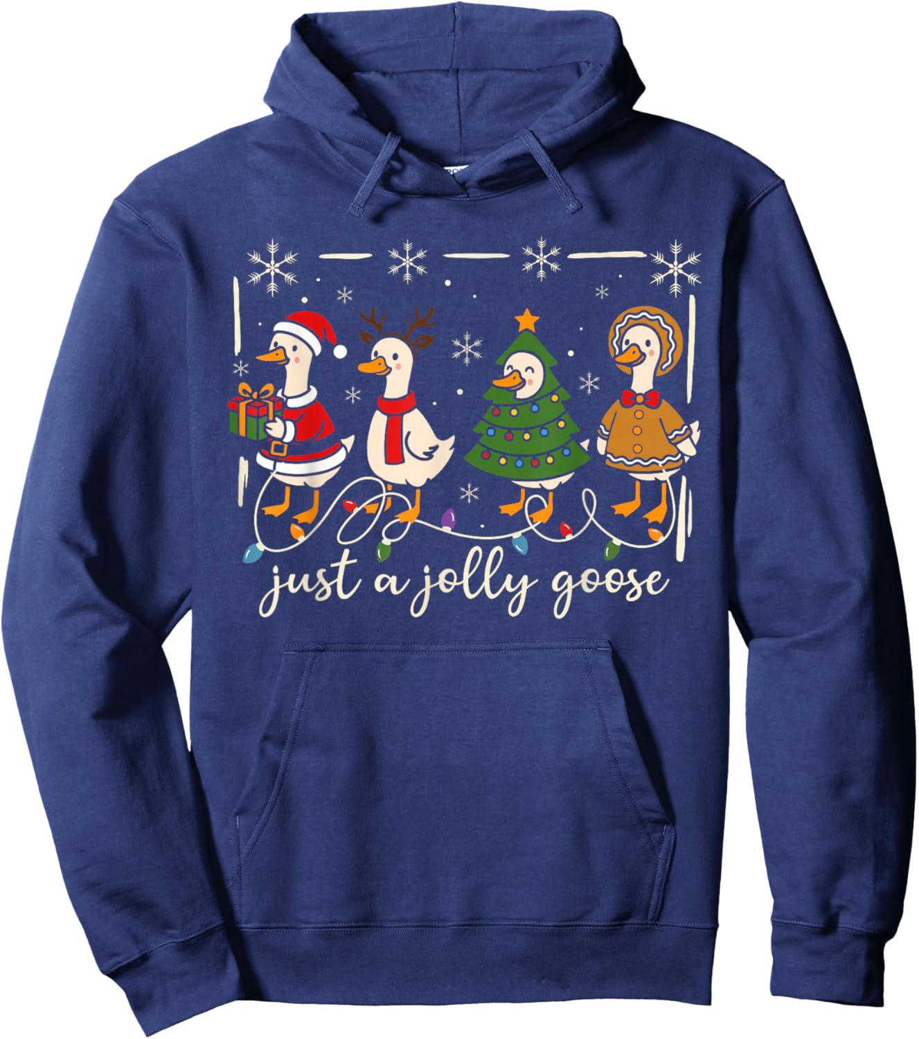 Just A Jolly Goose Funny Silly Goose Santa Christmas Xmas Hoodie - Hoodie | Navy