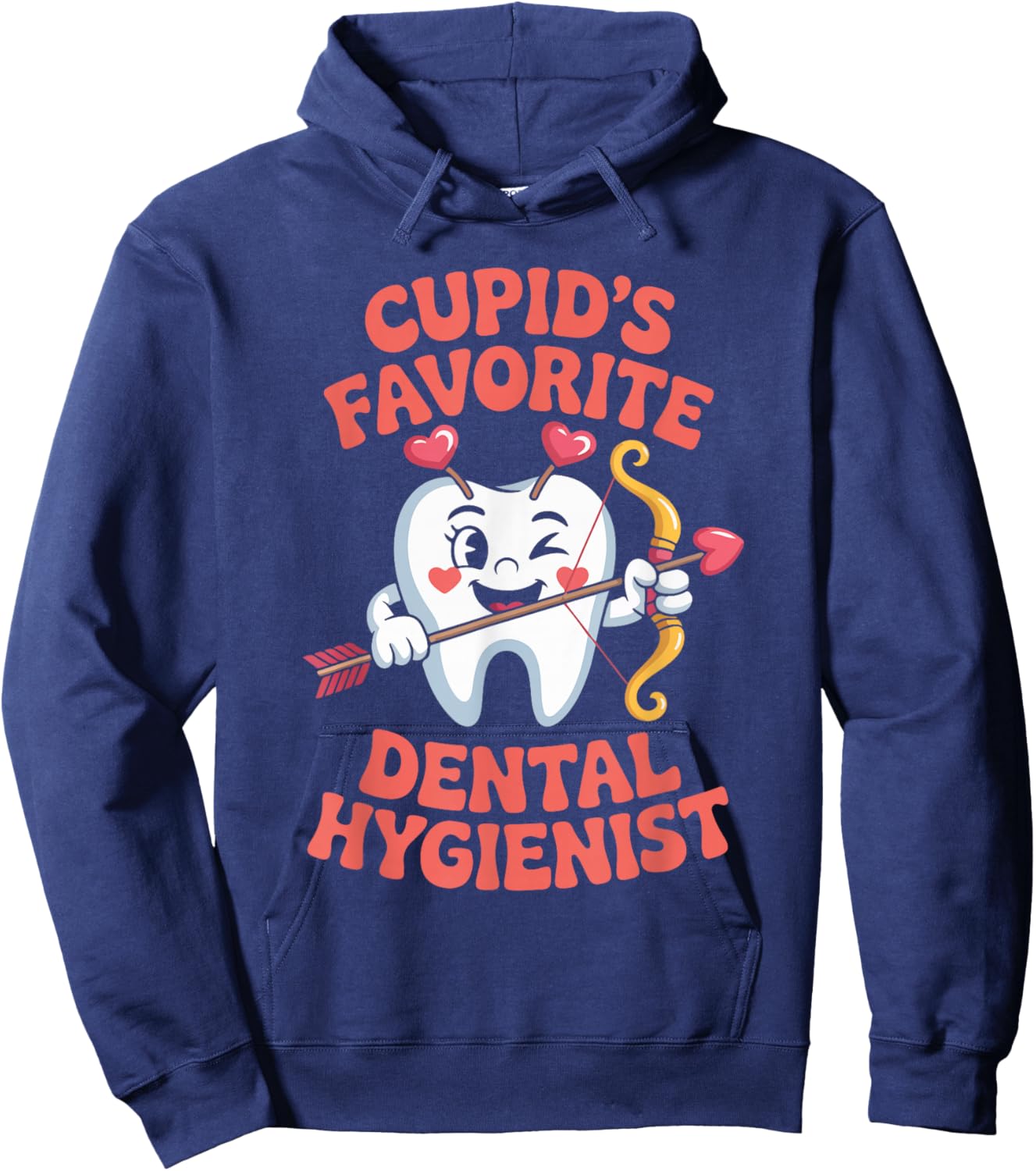 Cupid's Favorite Dental Hygienist Valentines Dentistry Tooth Hoodie - Hoodie | Navy