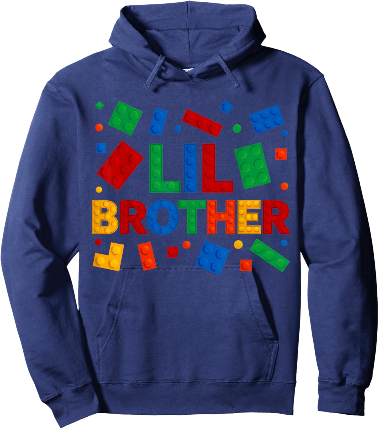 Family Lil Brother Master Builder Bricks Blocks Birthday Hoodie - Hoodie | Navy