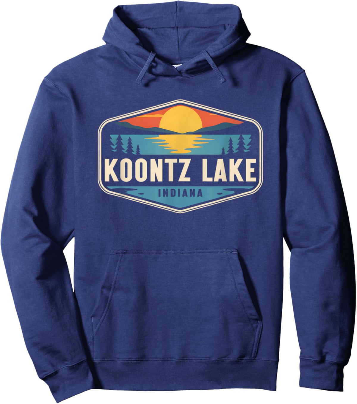 Koontz Lake Indiana Outdoors Vintage Hoodie - Hoodie | Navy