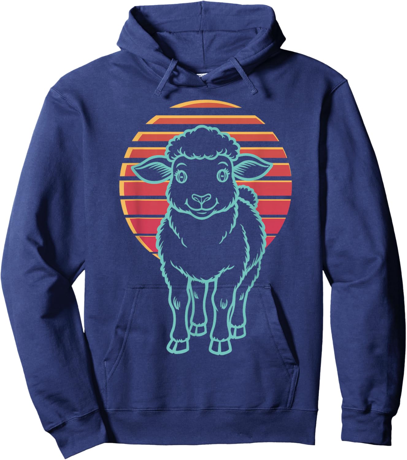 Sheep Lover Farmer Farm Animal Retro Synthwave 80s Hoodie - Hoodie | Navy
