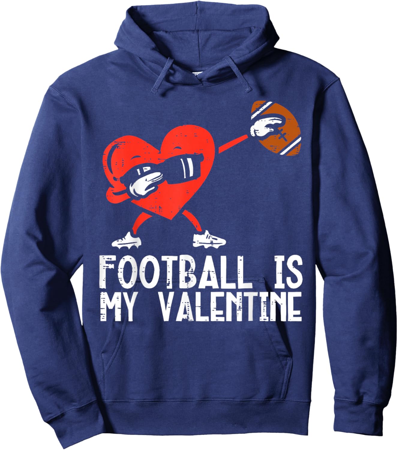 Football is My Valentine Funny Dabbing Heart Boys Kids Men Hoodie - Hoodie | Navy