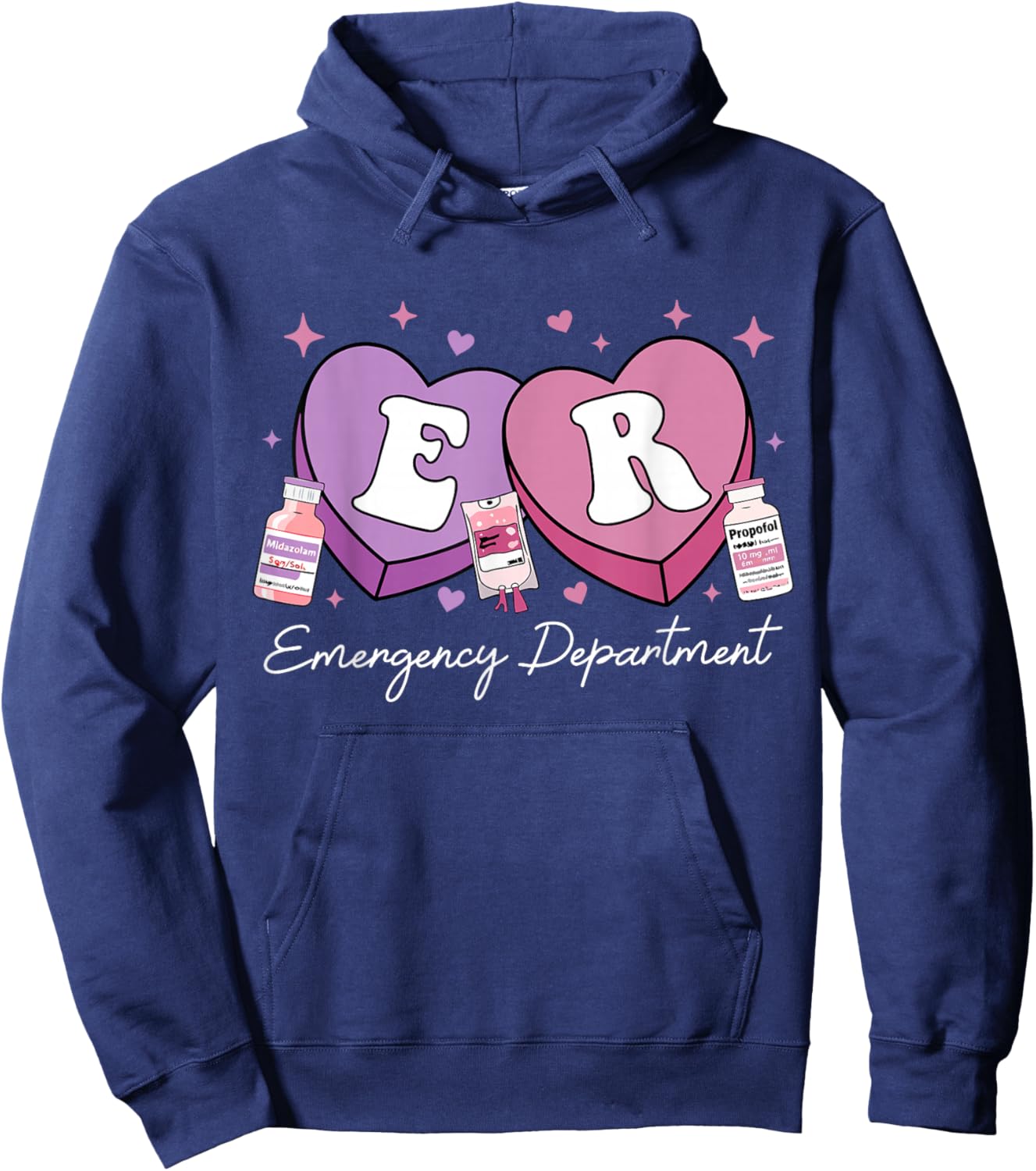 Emergency Department Nurse Valentine's Candy ER ED Nursing Hoodie - Hoodie | Navy