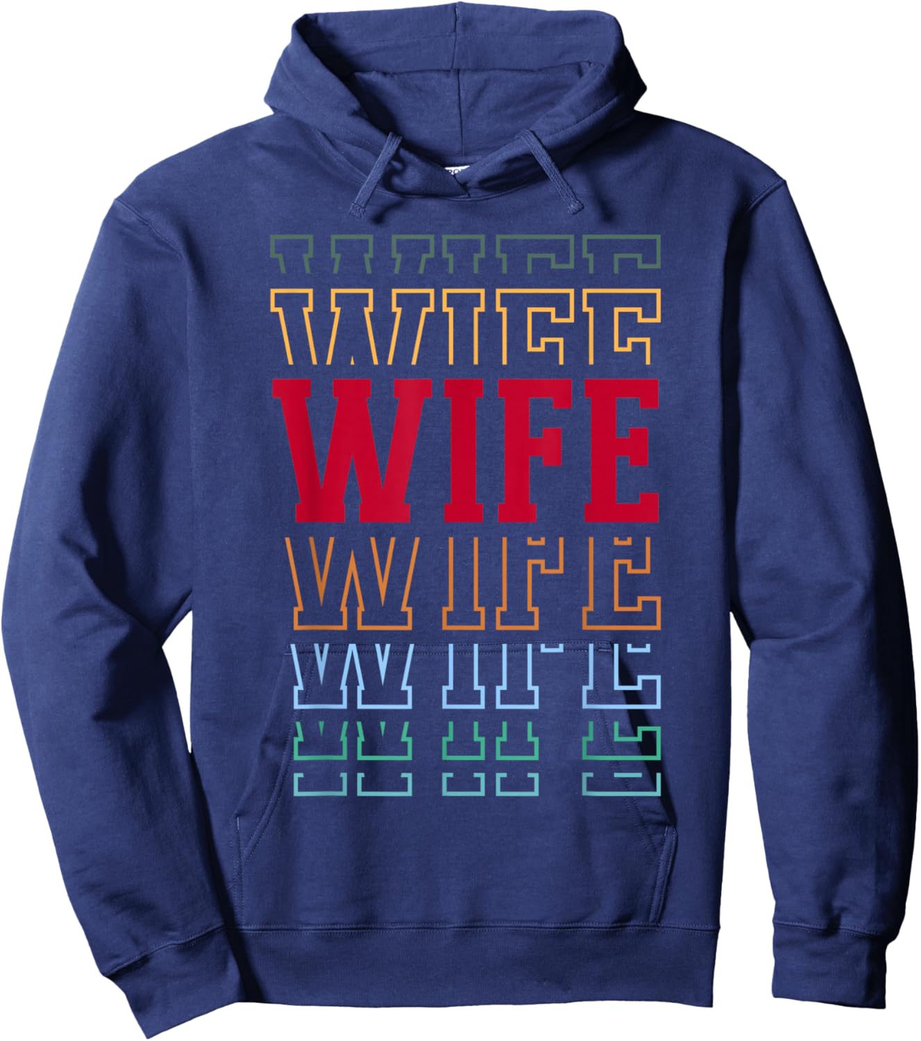 Wife Funny Athletic Lettering Mother's Day Hoodie - Hoodie | Navy