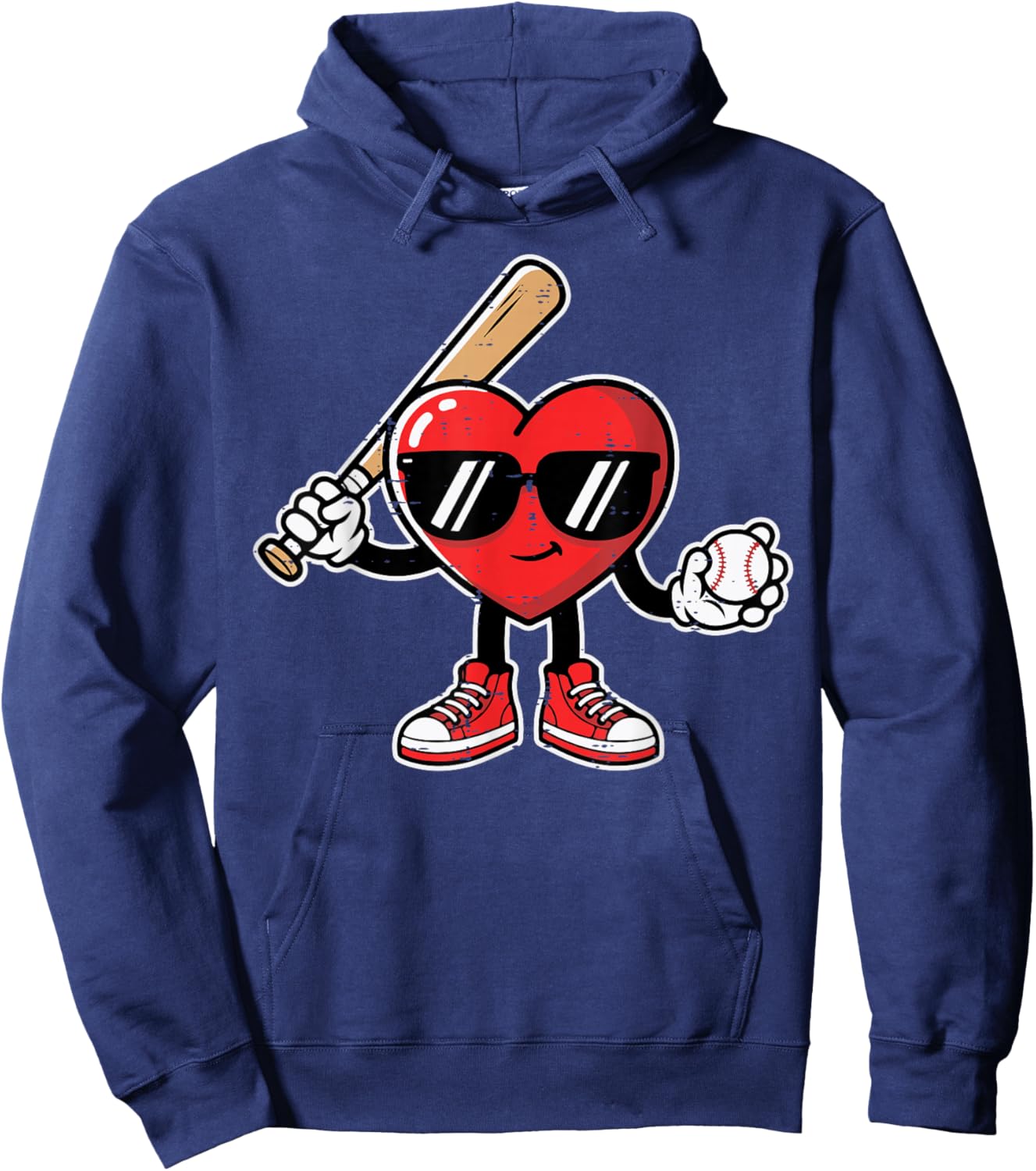 Valentines Day Heart Baseball Player Sports Boys Kids Men Hoodie - Hoodie | Navy