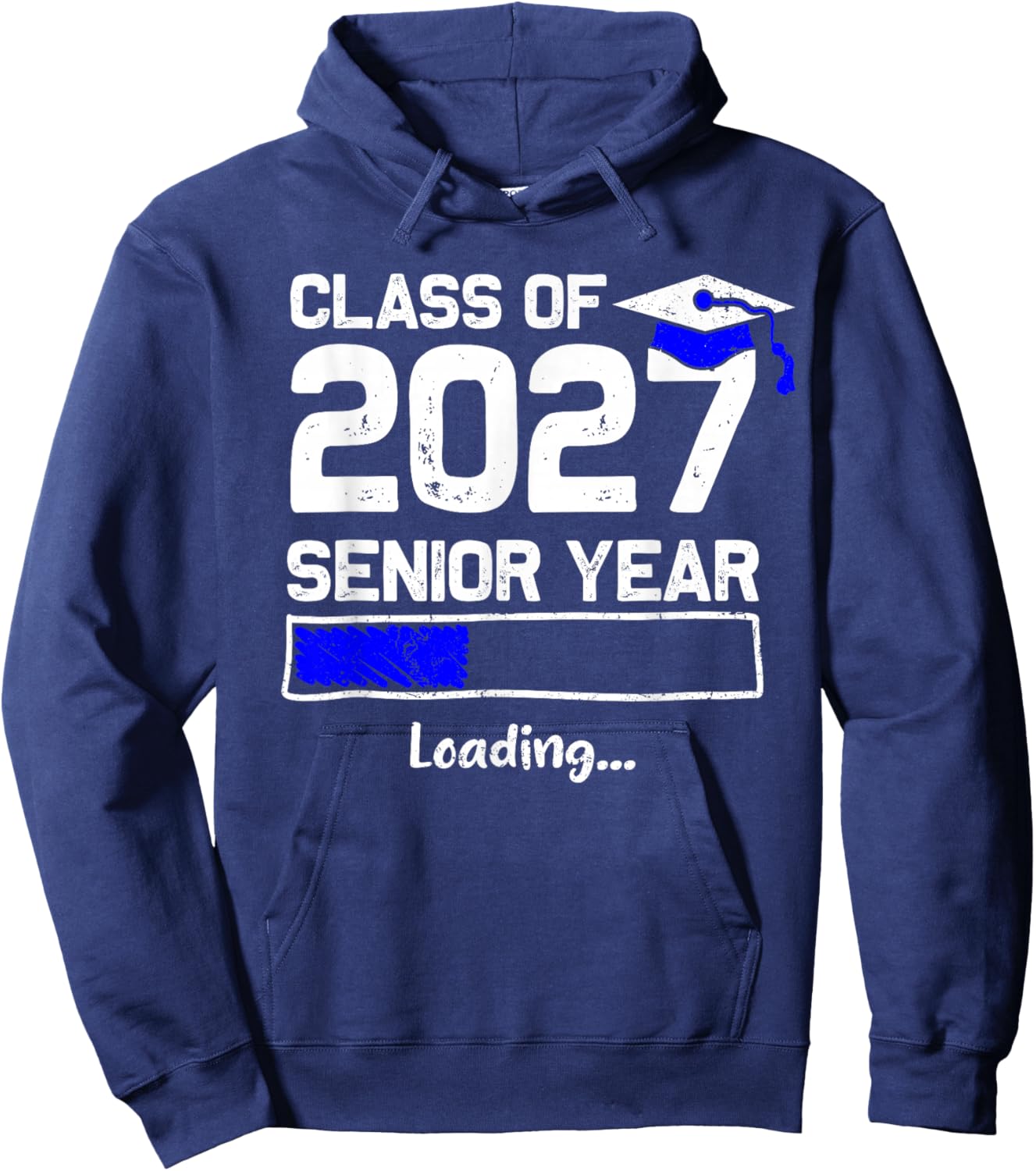 Class of 2027 Senior Year Loading Funny Senior 2027 Hoodie - Hoodie | Navy