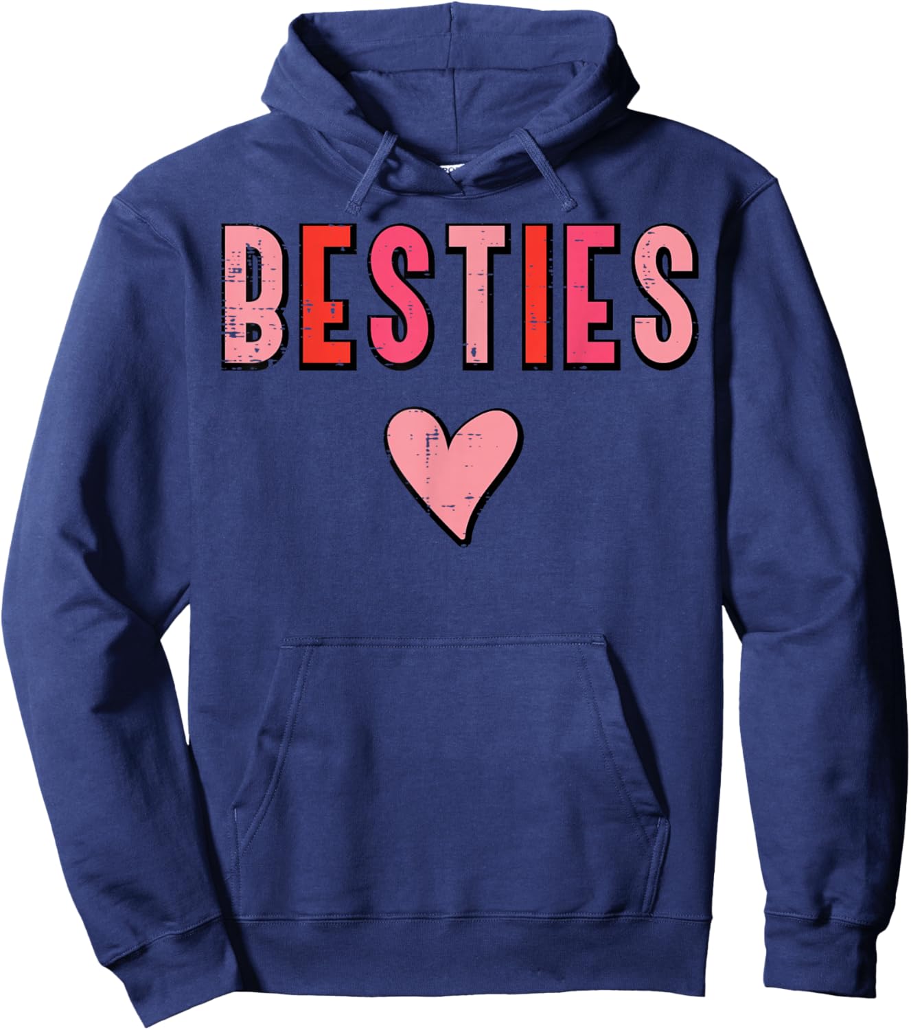 Valentines Day Besties Heart Best Friends Women Girls Kids Hoodie - Hoodie | Navy