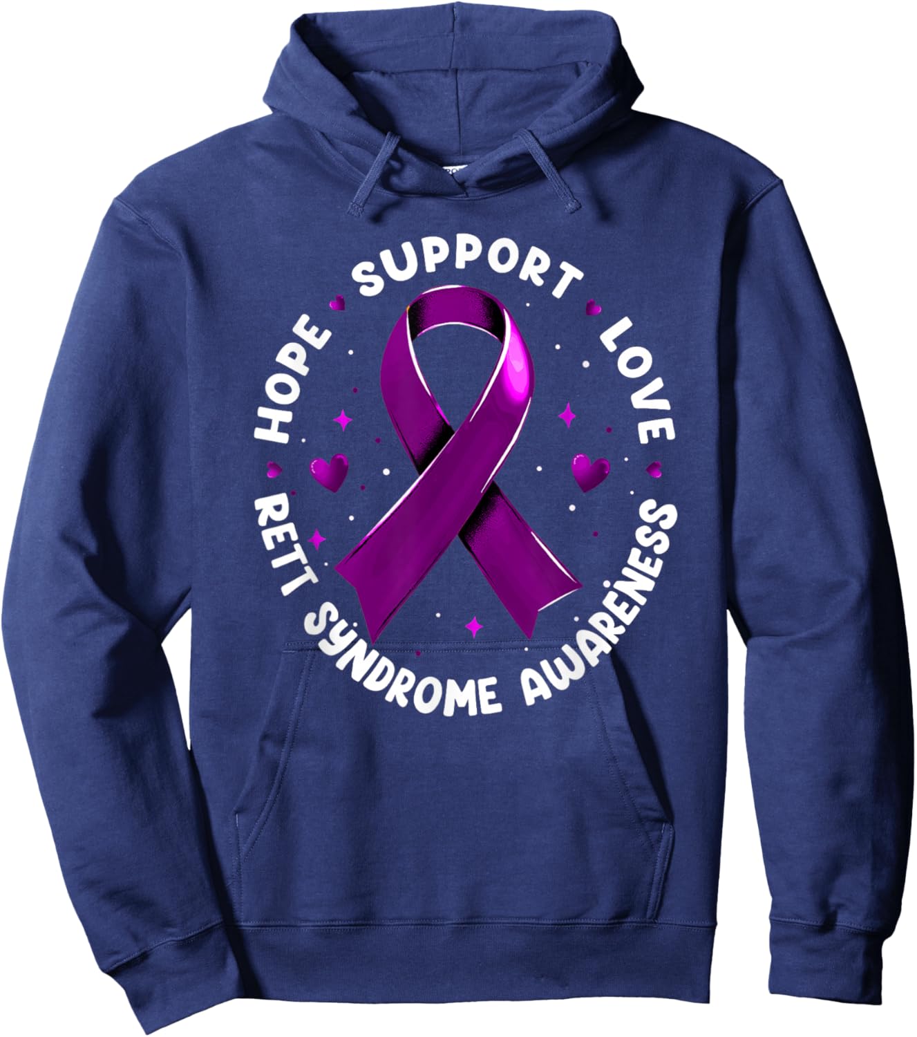 Hope Support Love Rett Syndrome Awareness Hoodie - Hoodie | Navy