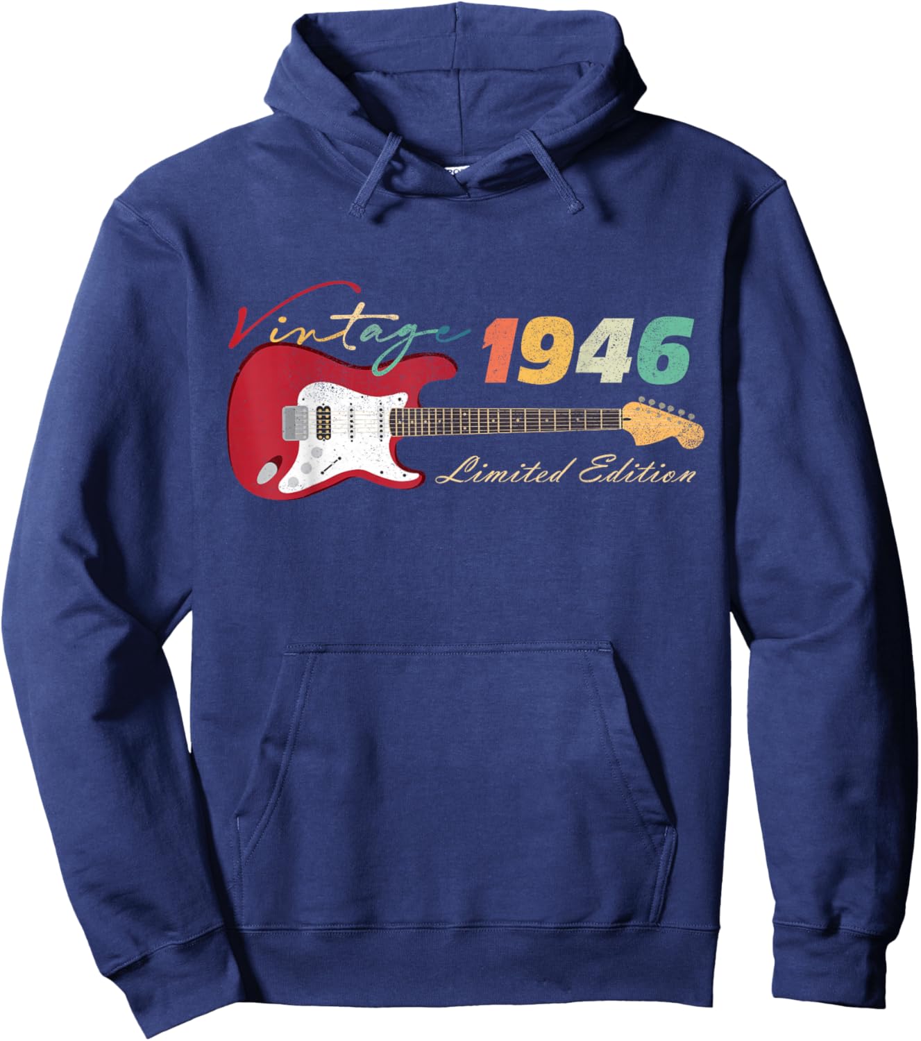 Vintage 1946 80th Birthday Gifts Guitar Lovers 80 Years Old Hoodie - Hoodie | Navy