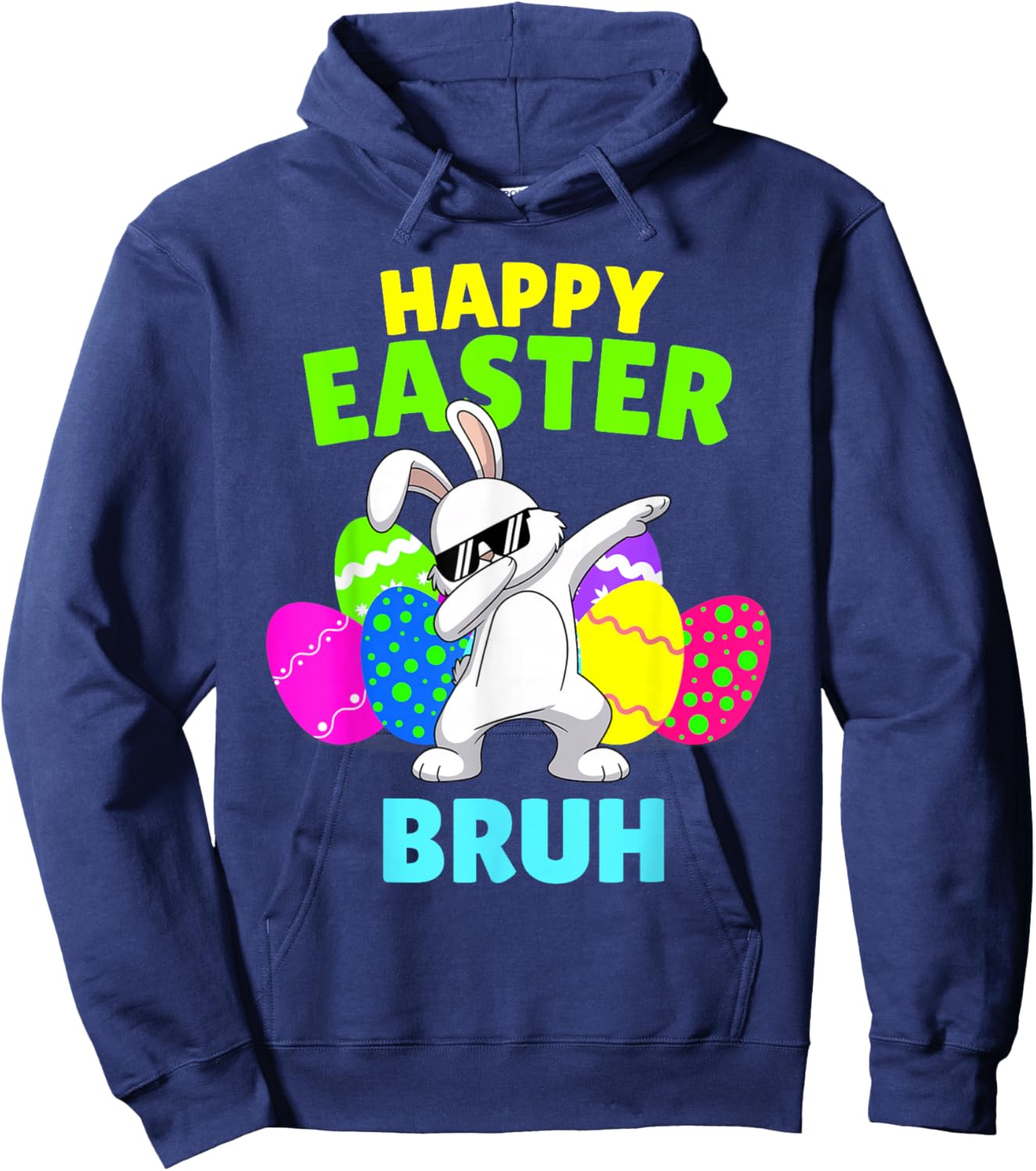 Happy Easter Bruh- Funny Easter Gen Alpha Boy Easter Hoodie - Hoodie | Navy