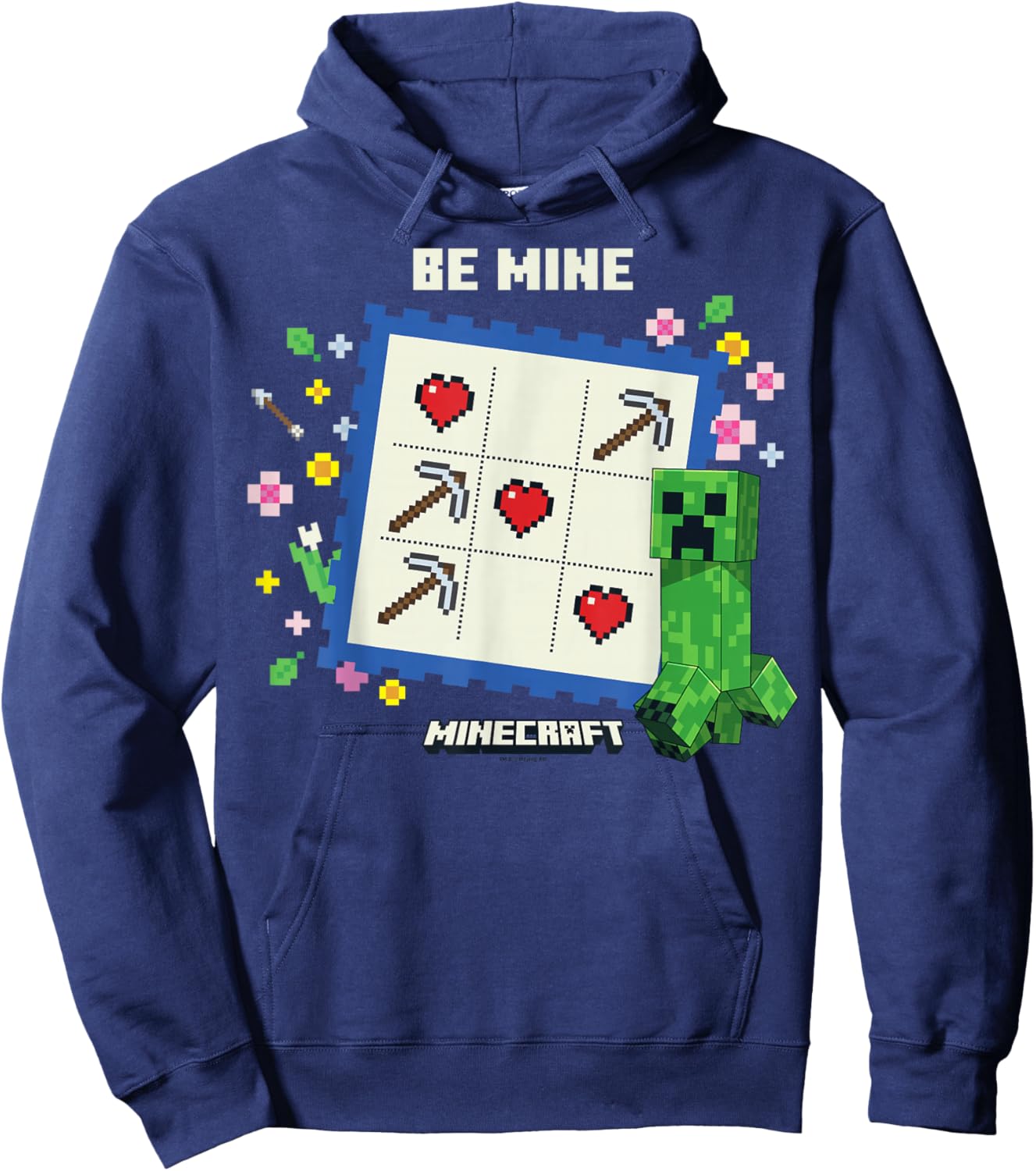 Minecraft Valentine's Day Be Mine Creeper Valentine's Card Hoodie - Hoodie | Navy