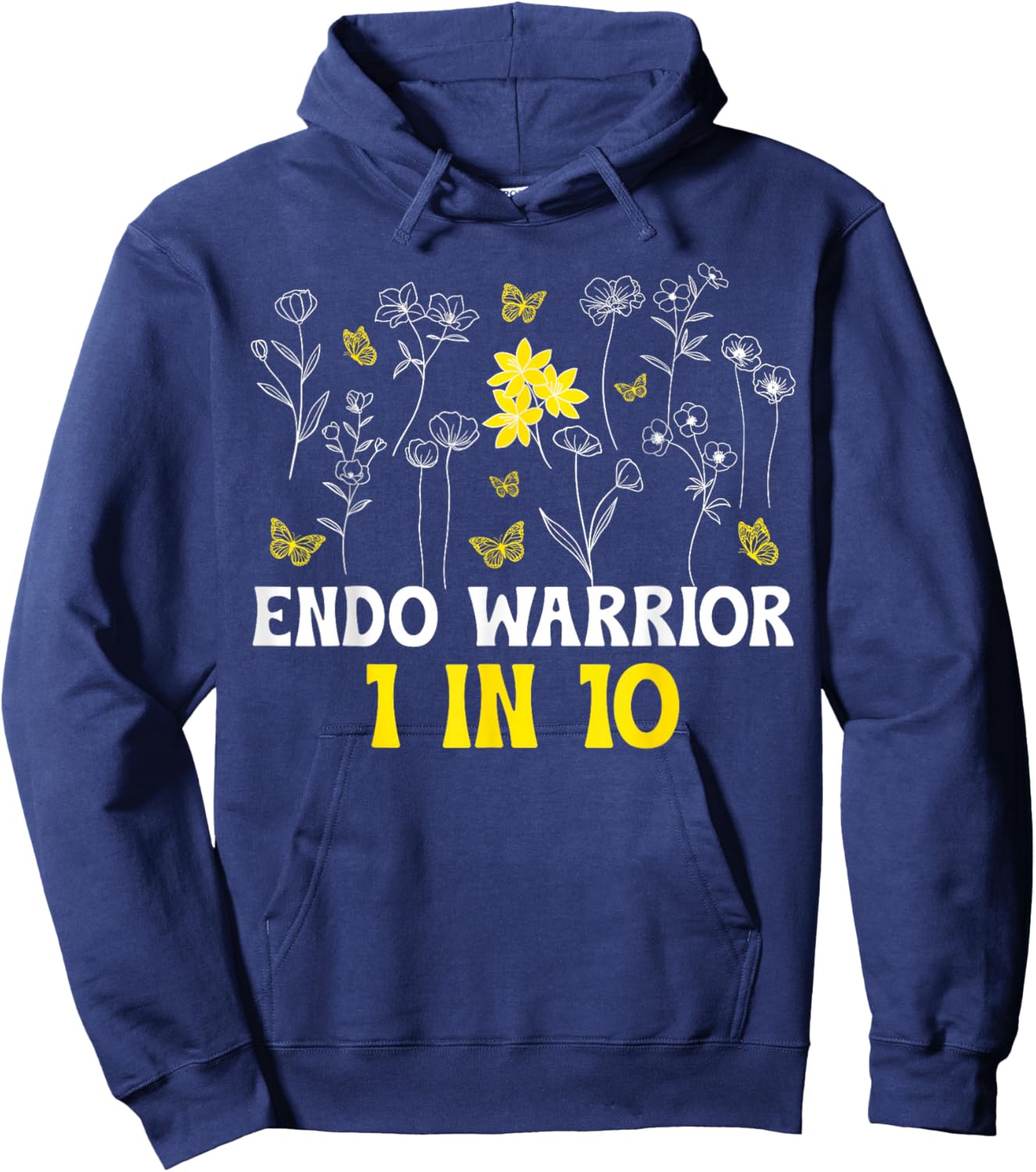 Endo Warrior 1 in 10 Endometriosis Awareness Month Hoodie - Hoodie | Navy