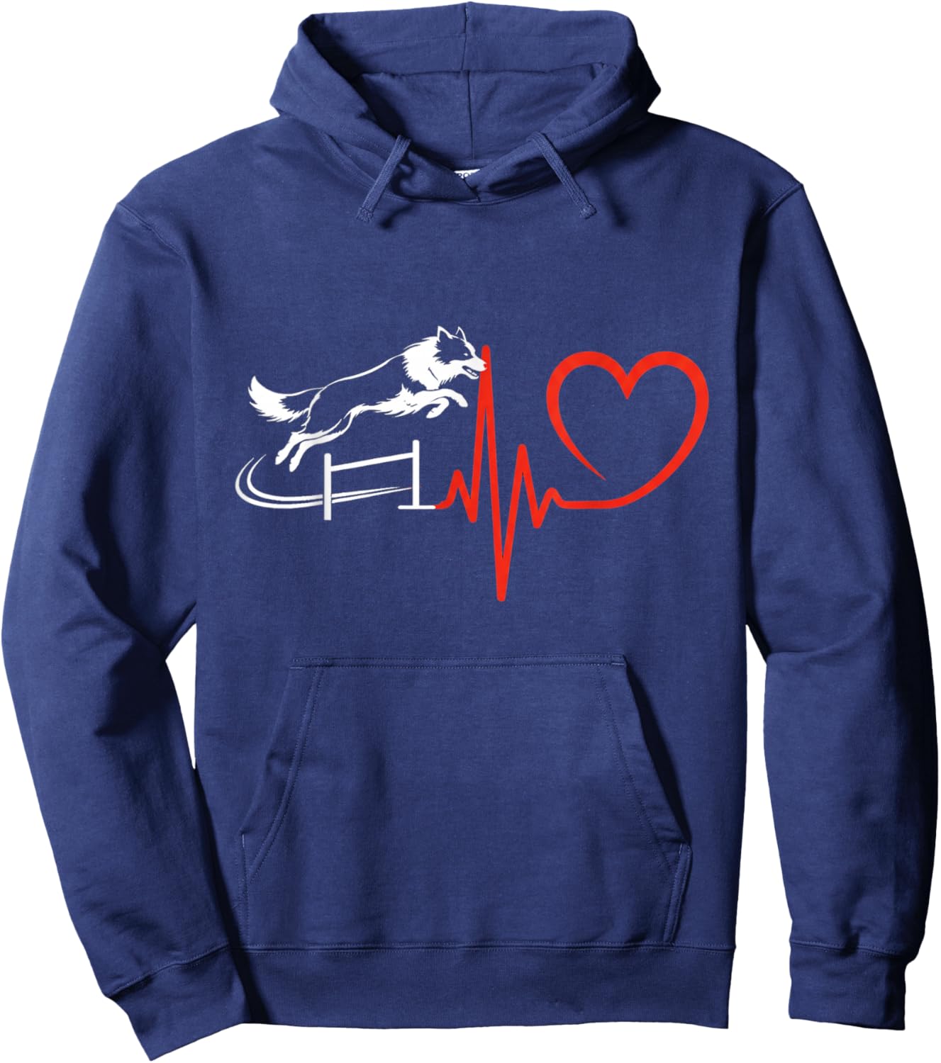 Border Collie Agility Heartbeat Hurdle Jump Dog Sport Hoodie - Hoodie | Navy