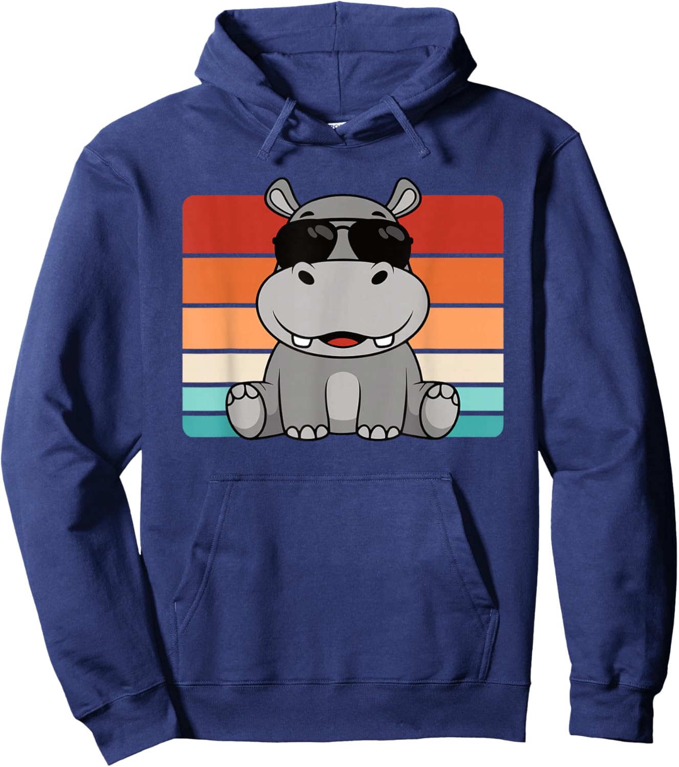 Cool Retro Hippo Lover Hippopotamus Funny Men Boys Kids Hoodie - Hoodie | Navy