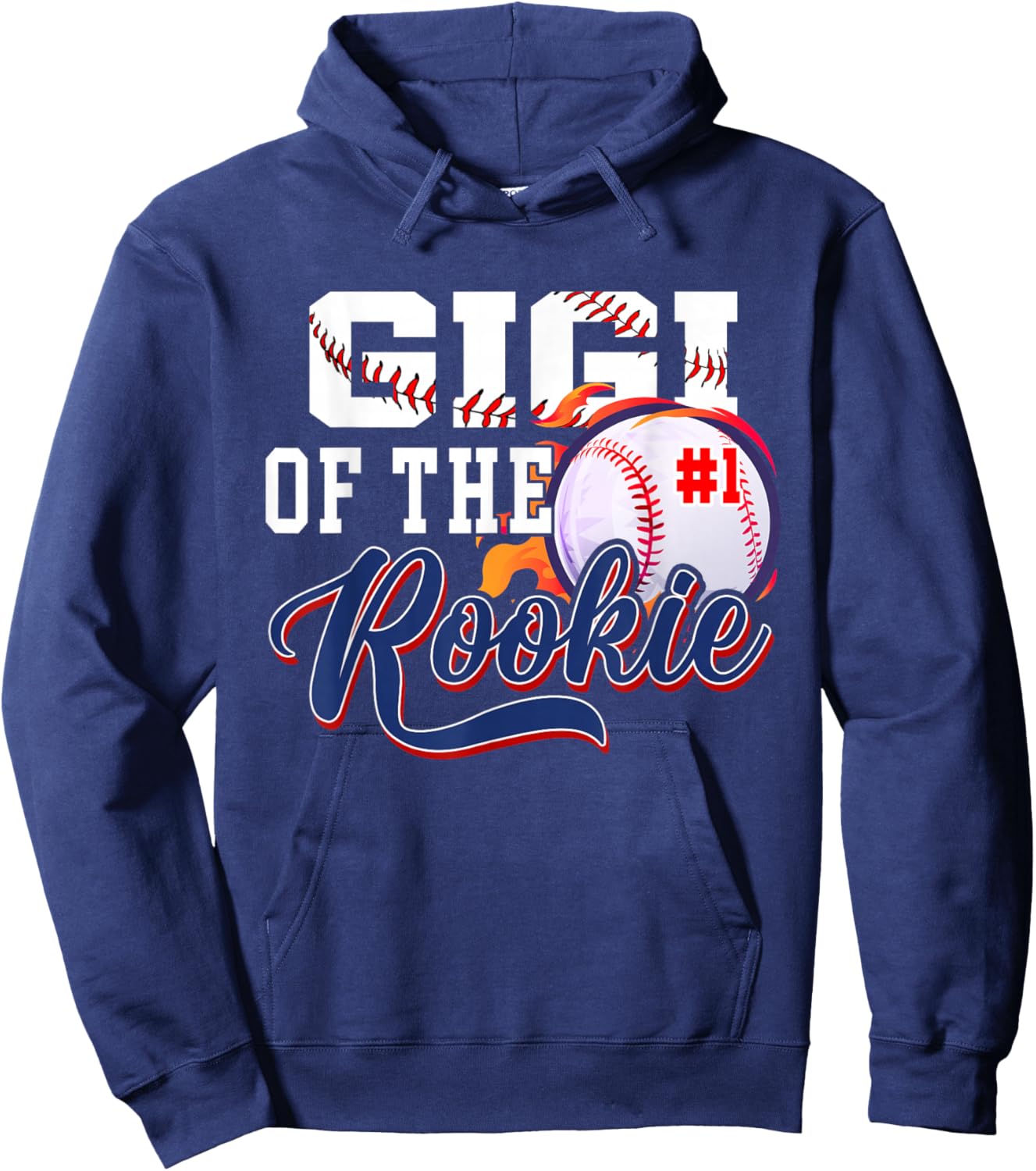 Gigi Rookie of Year 1st Birthday Baseball Theme Matching Hoodie - Hoodie | Navy