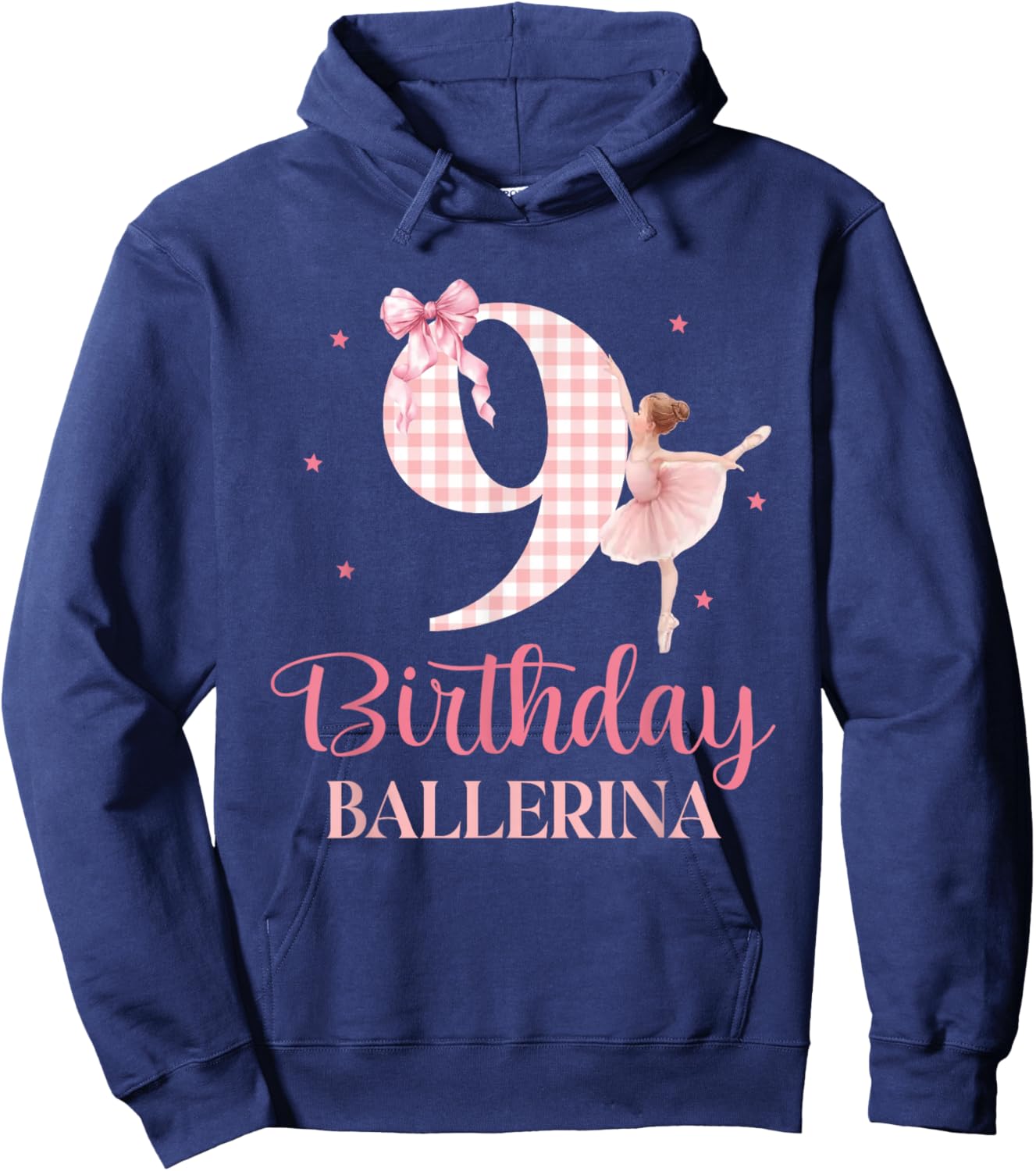 Happy 9th Birthday Ballerina 9 Year Old Girl Dancer Ballet Hoodie - Hoodie | Navy