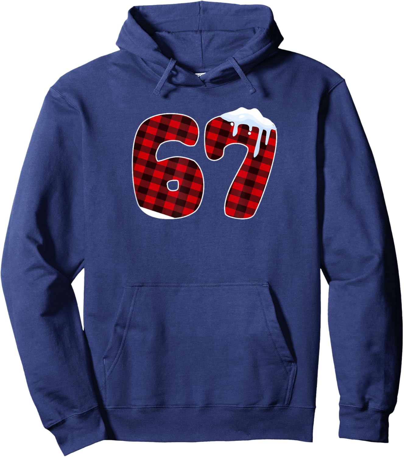67 Christmas Meme 6 7 Numbers Six Seven Funny Xmas Pajamas Hoodie - Hoodie | Navy